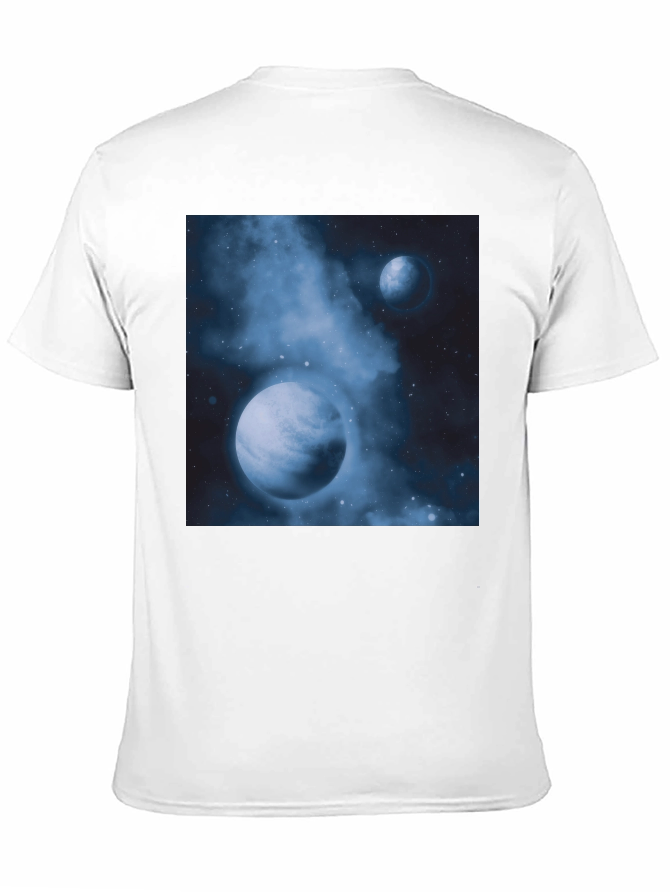 Black Nebula Planets Graphic Tee - Cosmic Black Cotton T-Shirt view 11