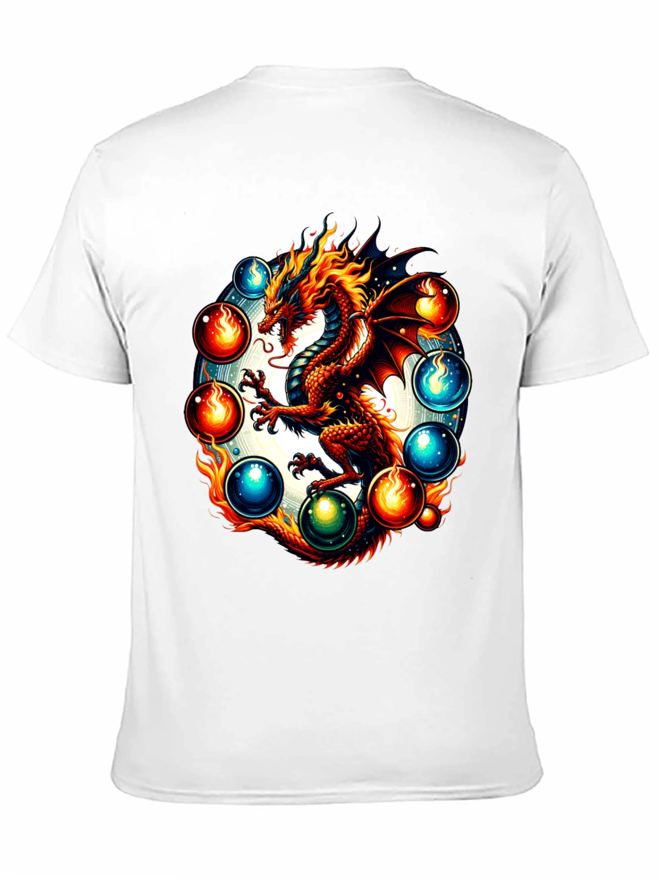 Black Dragon Orb Graphic Tee - Fire & Ice Fantasy T-Shirt view 11