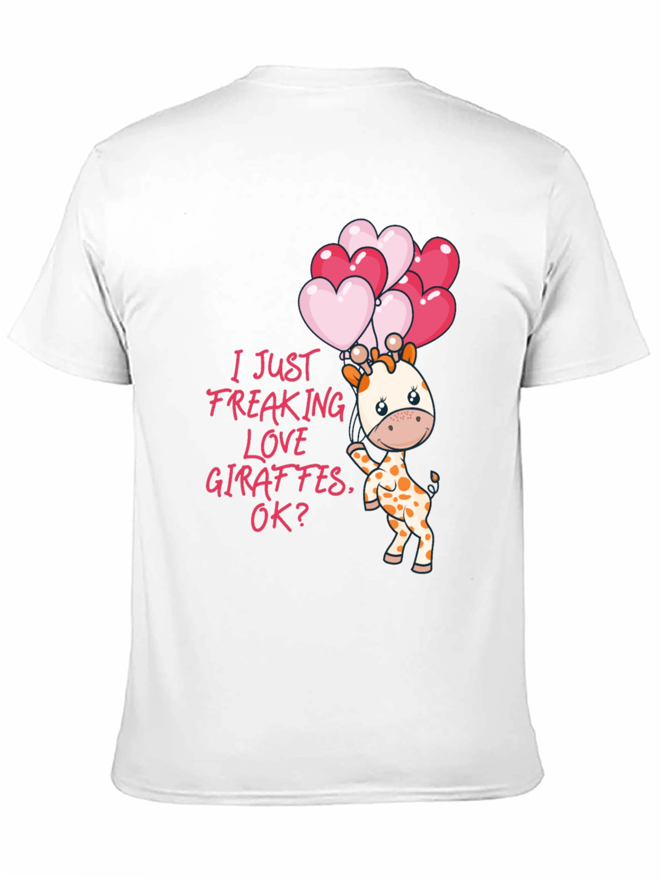 Black Cute Giraffe & Heart Balloons Graphic Tee view 11