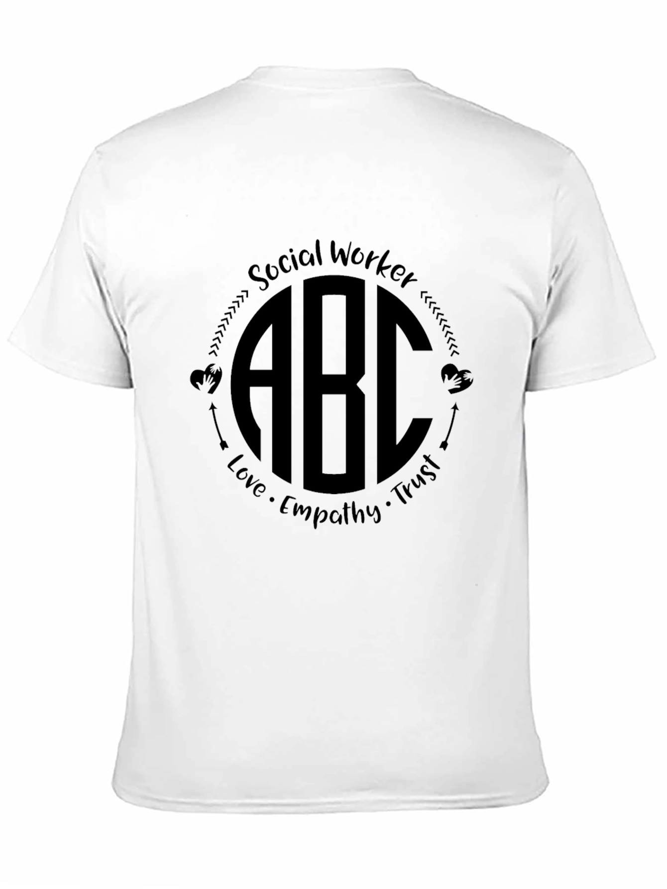 Black Social Worker ABC Initial Monogram Black T-Shirt view 11