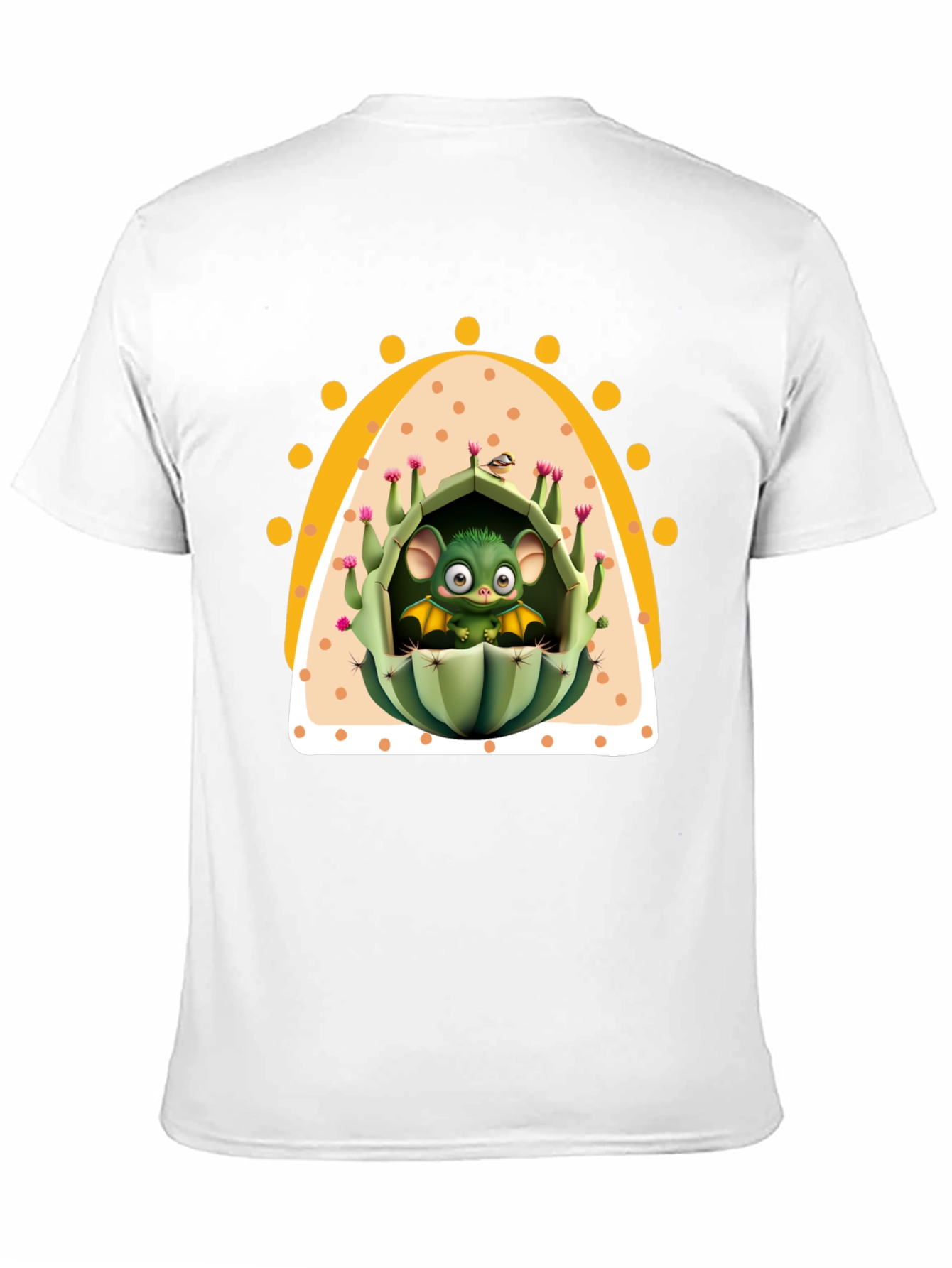 Black Cute Cactus Bat T-Shirt - Unique Graphic Tee view 11