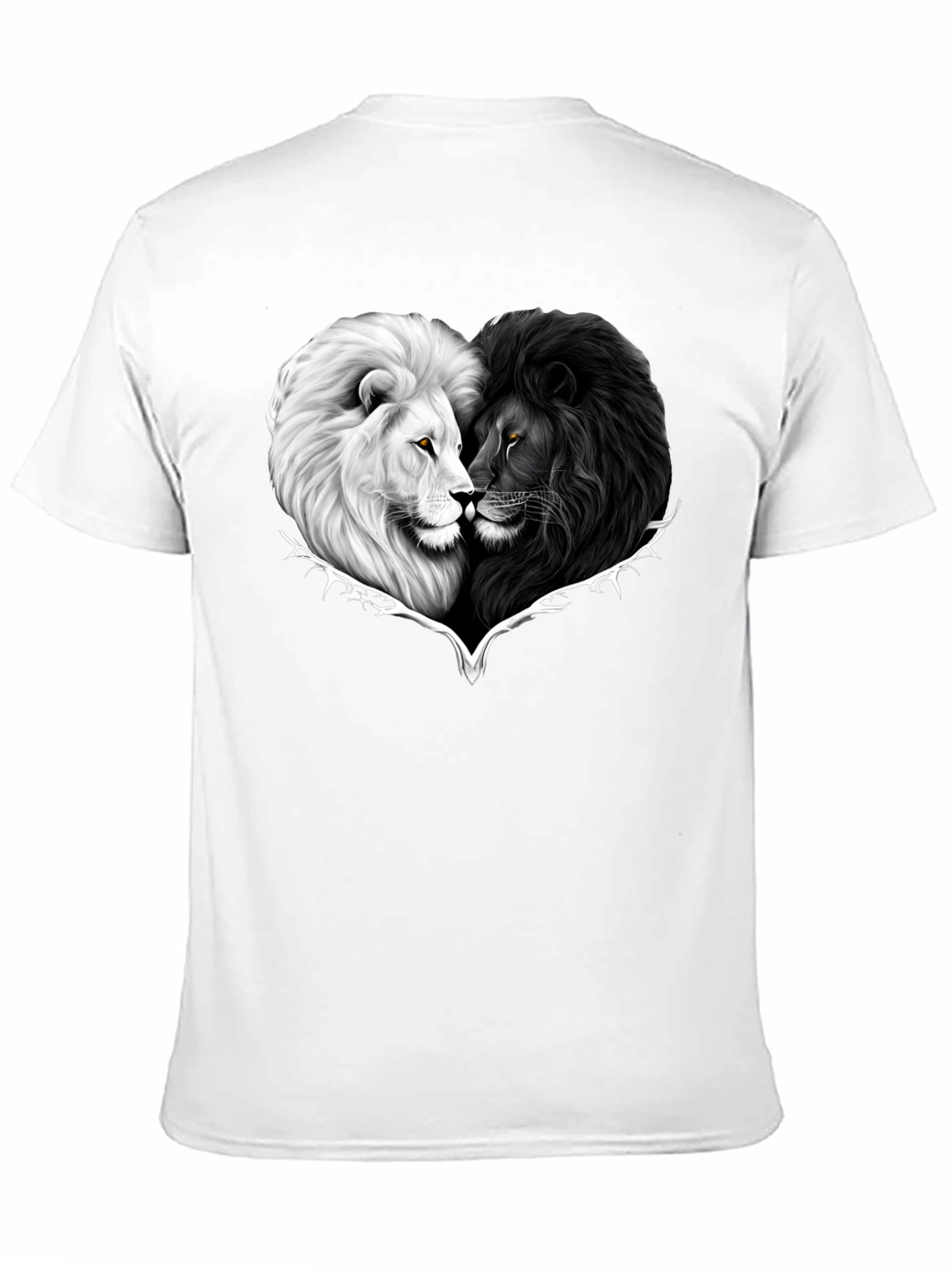 Black Yin Yang Lions Heart Graphic Tee - Black view 11