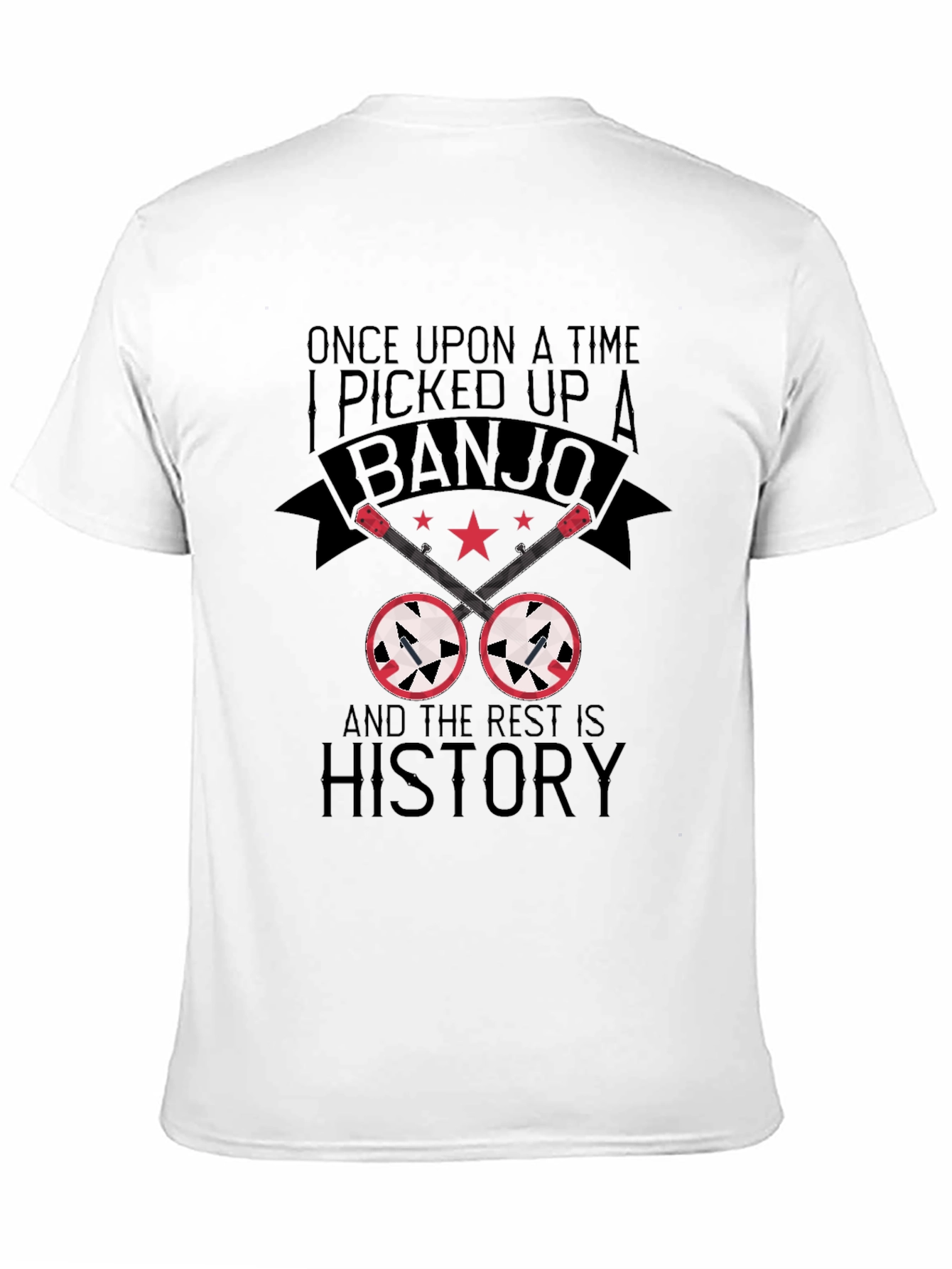 Black Banjo Player T-Shirt: Once Upon a Time I Picked Up a Banjo view 11