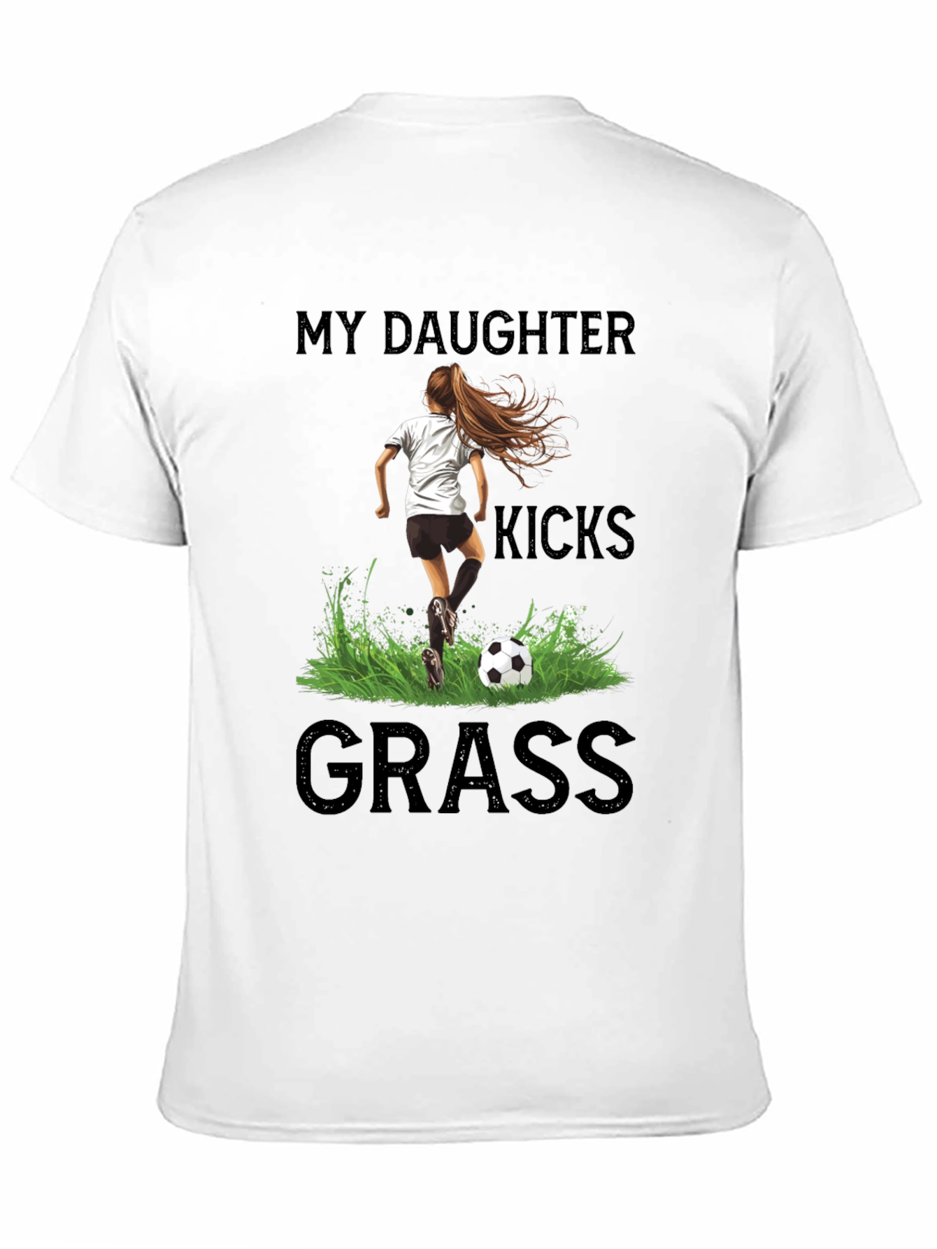 Black My Daughter Kicks Grass Soccer T-Shirt view 11
