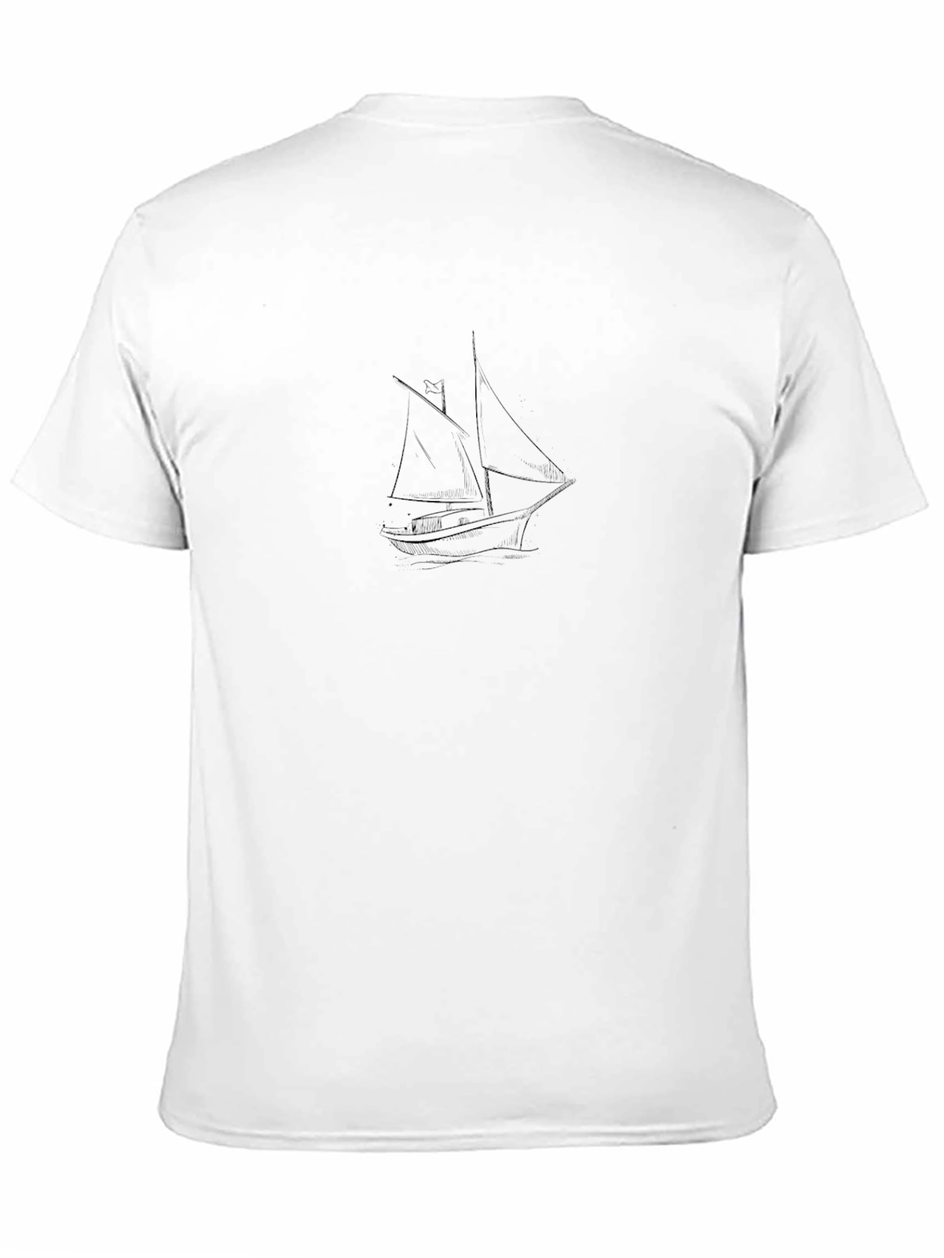 Black Men's Black T-Shirt with Sailboat Graphic view 11