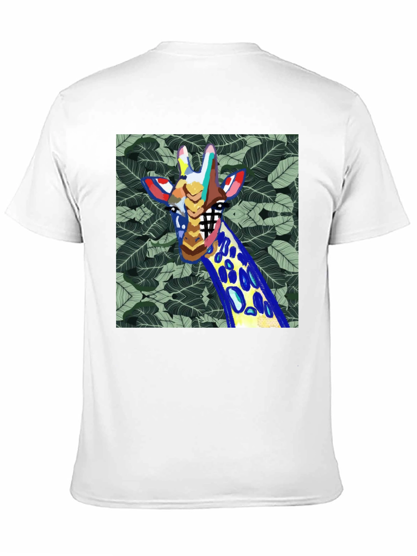 Black Abstract Giraffe Graphic Print Men's Black T-Shirt view 11