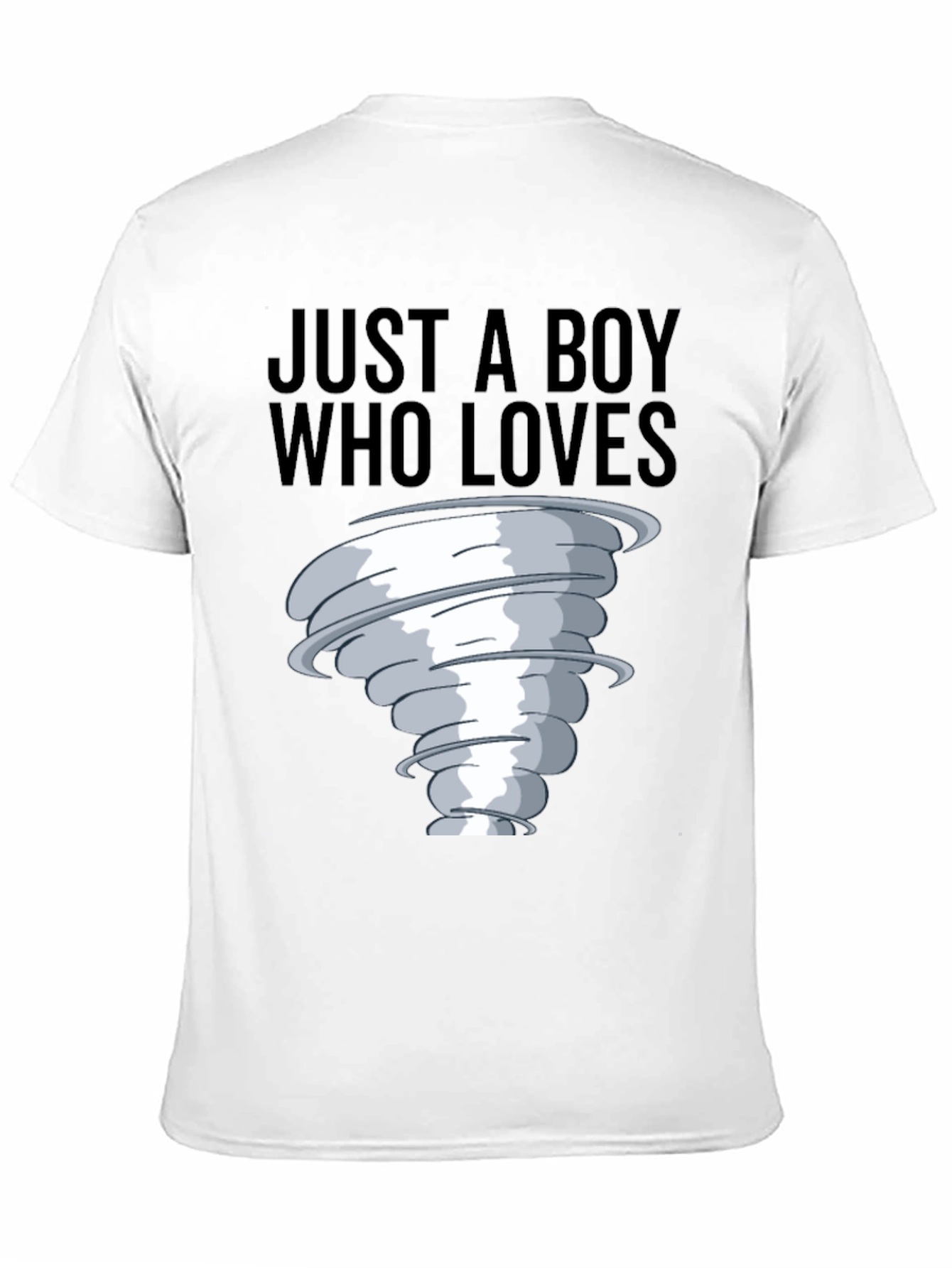 Black Boy Who Loves Tornado T-Shirt, Black Cotton Tee view 11