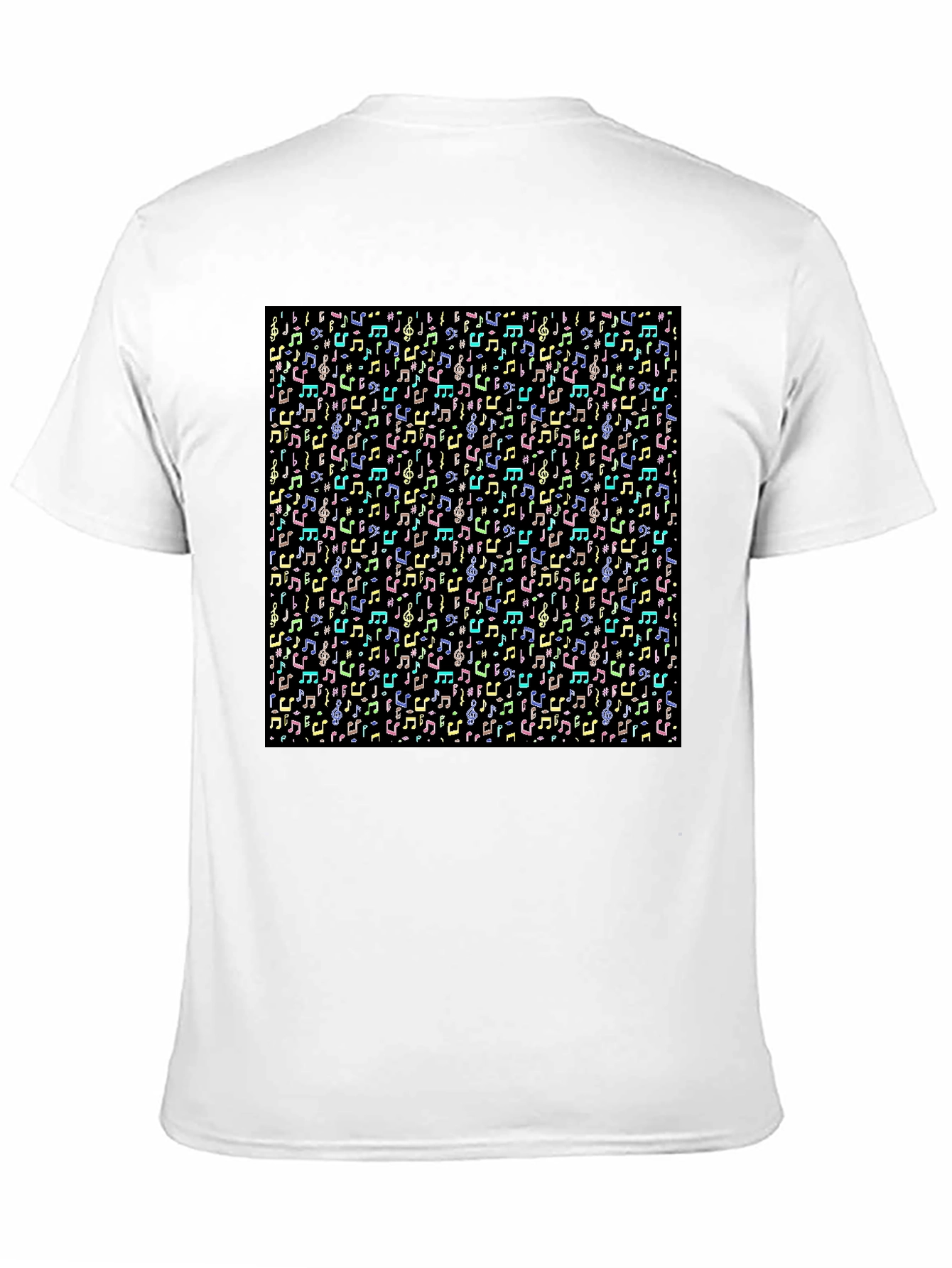 Black Musical Notes Pattern T-Shirt - Black view 11