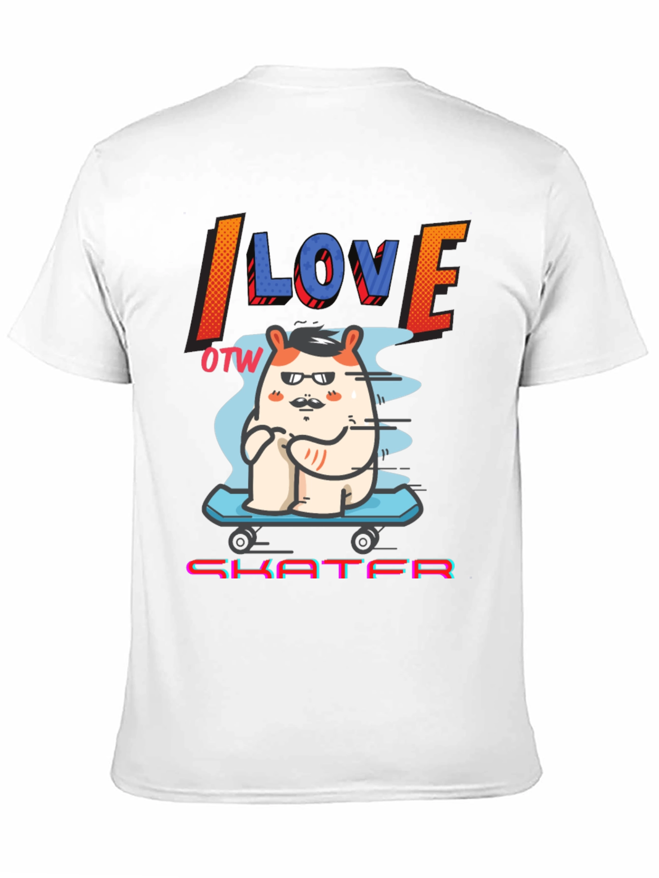 Black I Love OTW Skater T-Shirt - Funny Graphic Tee view 11