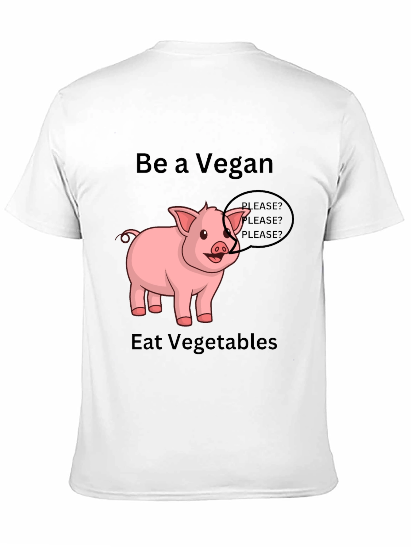 Black Vegan Pig Graphic Tee - Eat Vegetables view 11