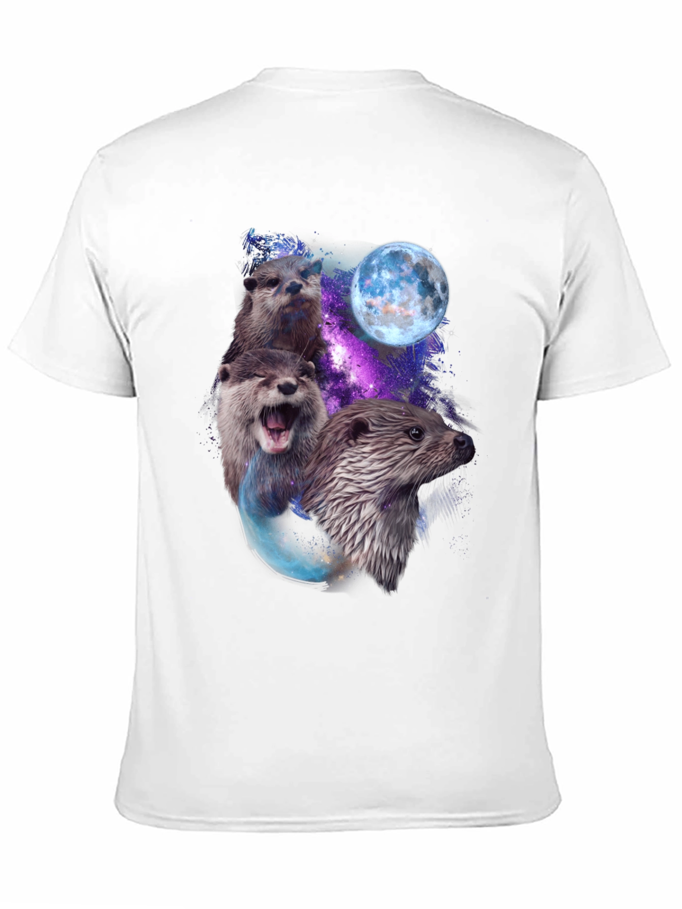 Black Otter Galaxy Graphic T-Shirt view 11