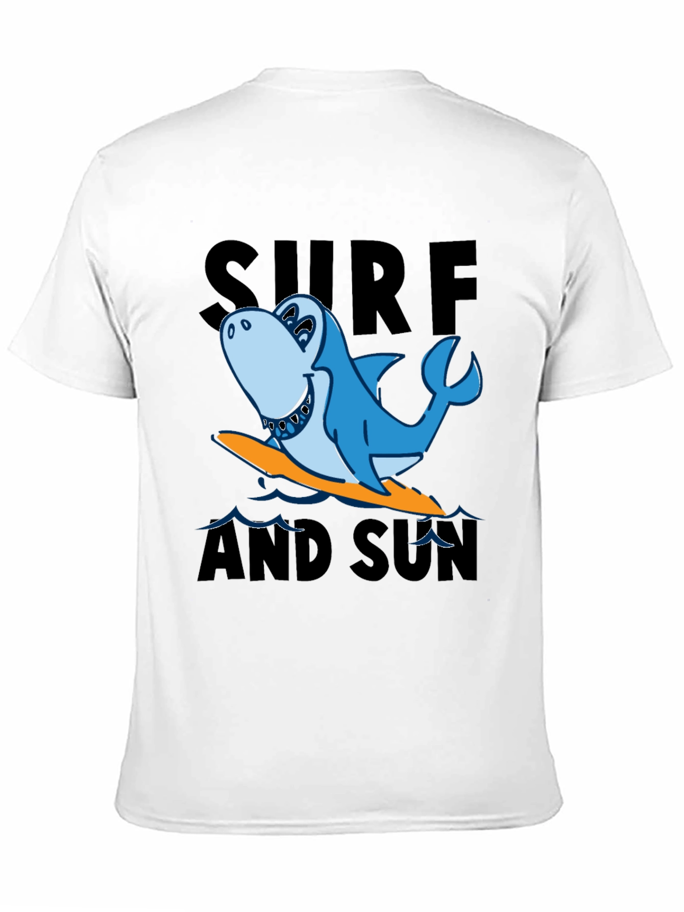 Black Surf & Sun Shark T-Shirt - Black Cotton Tee view 11