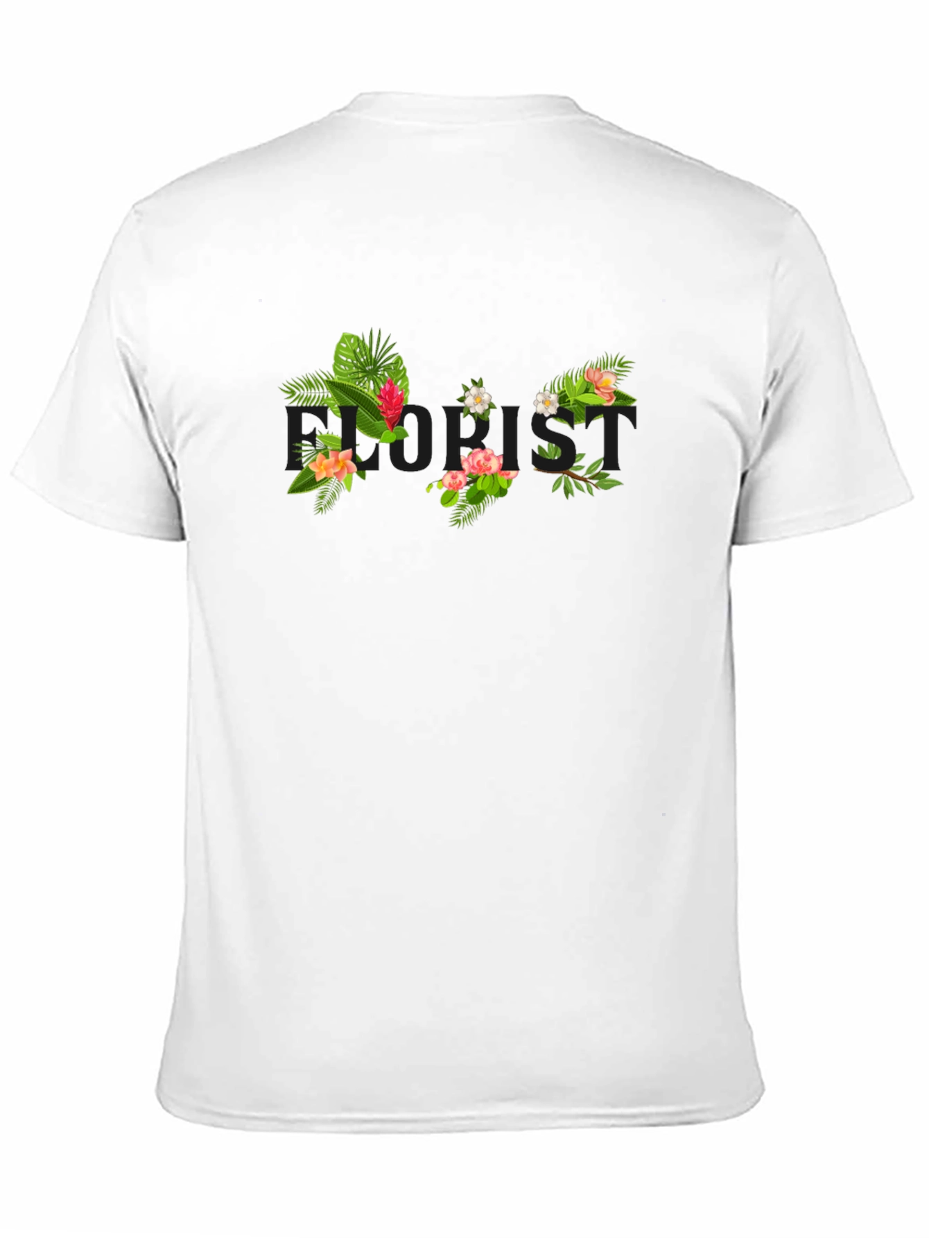 Black Tropical Floral Print Black T-Shirt view 11