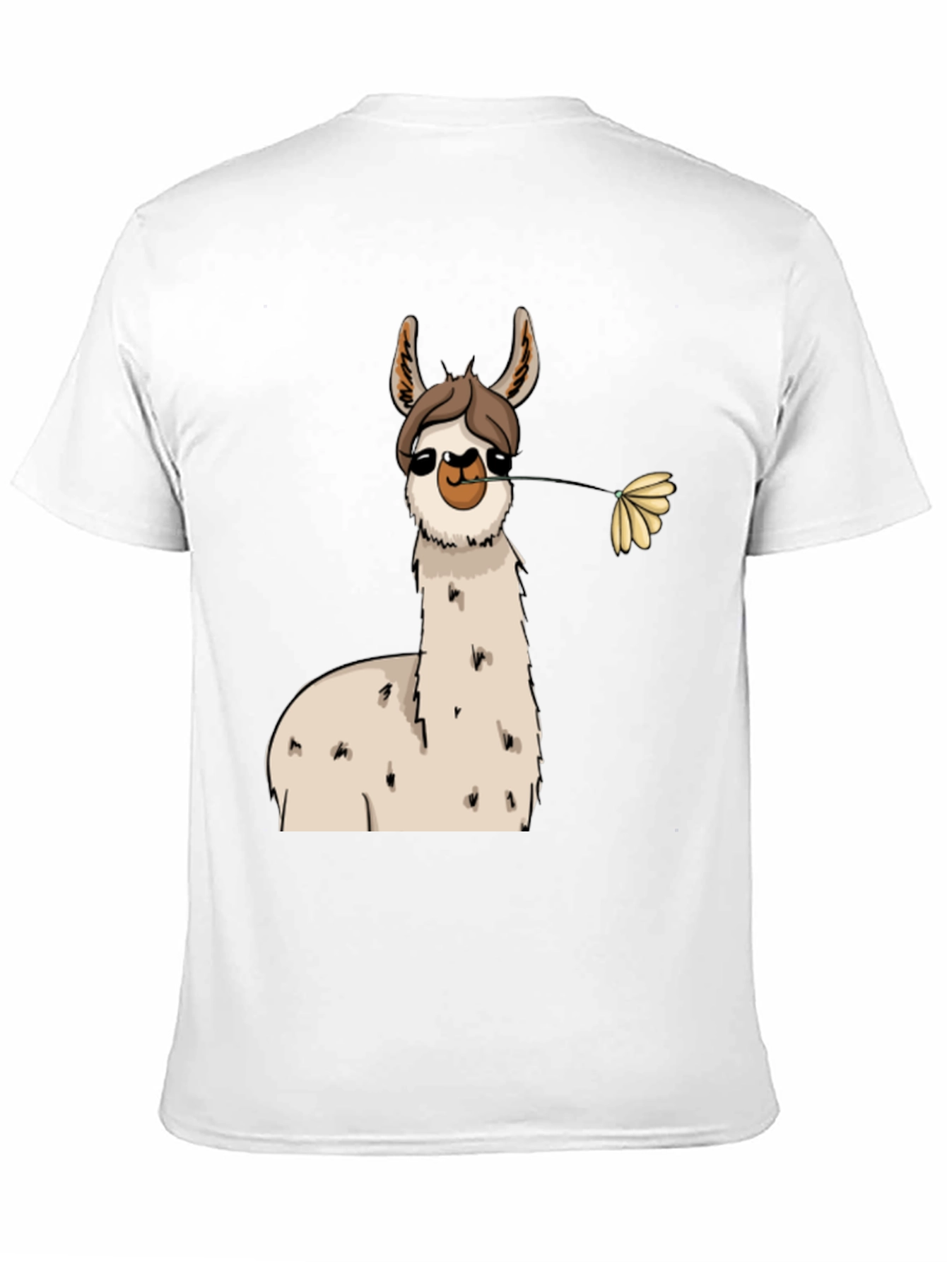 Black Llama with Flower Black T-Shirt view 11