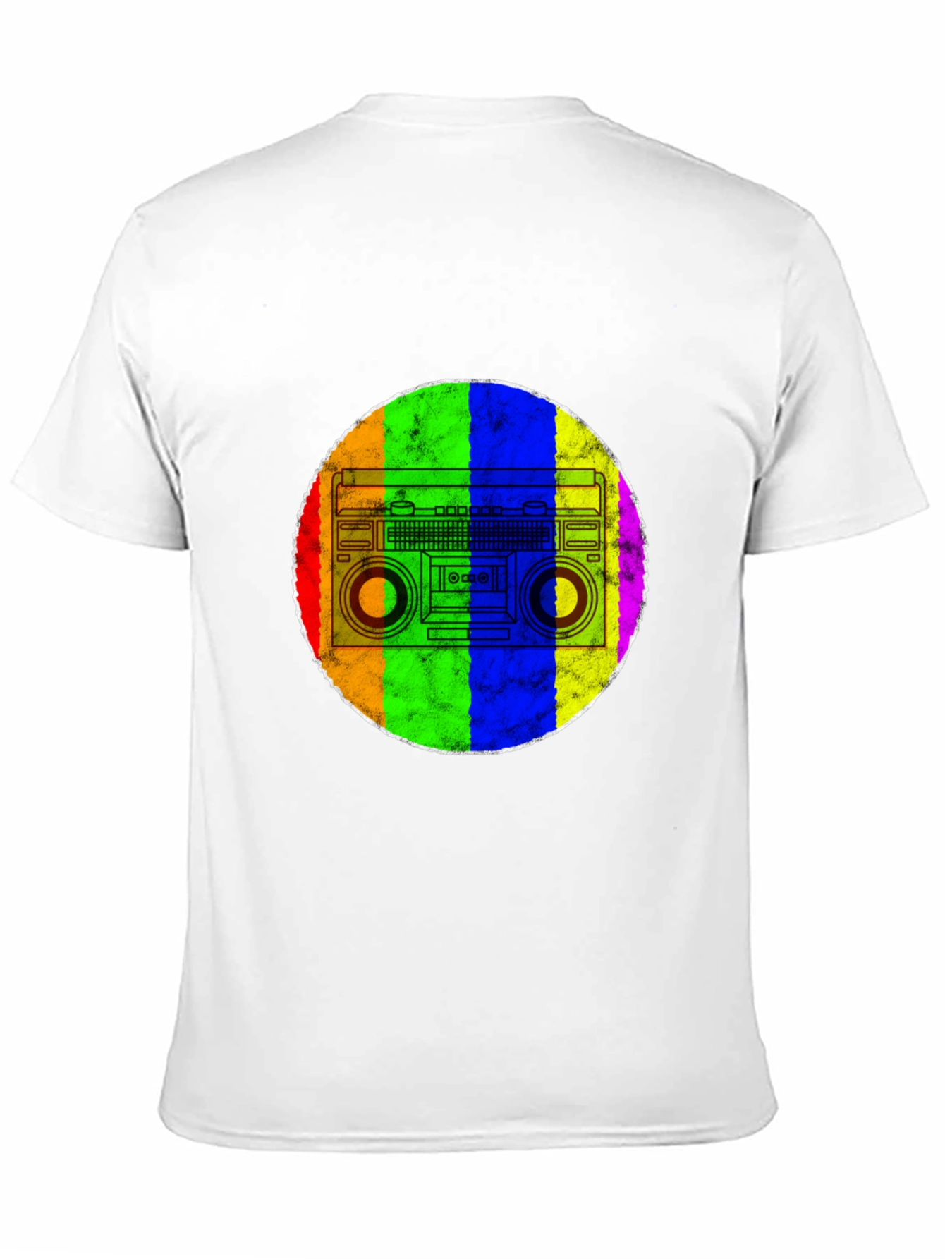 Black Retro Rainbow Boombox T-Shirt view 11