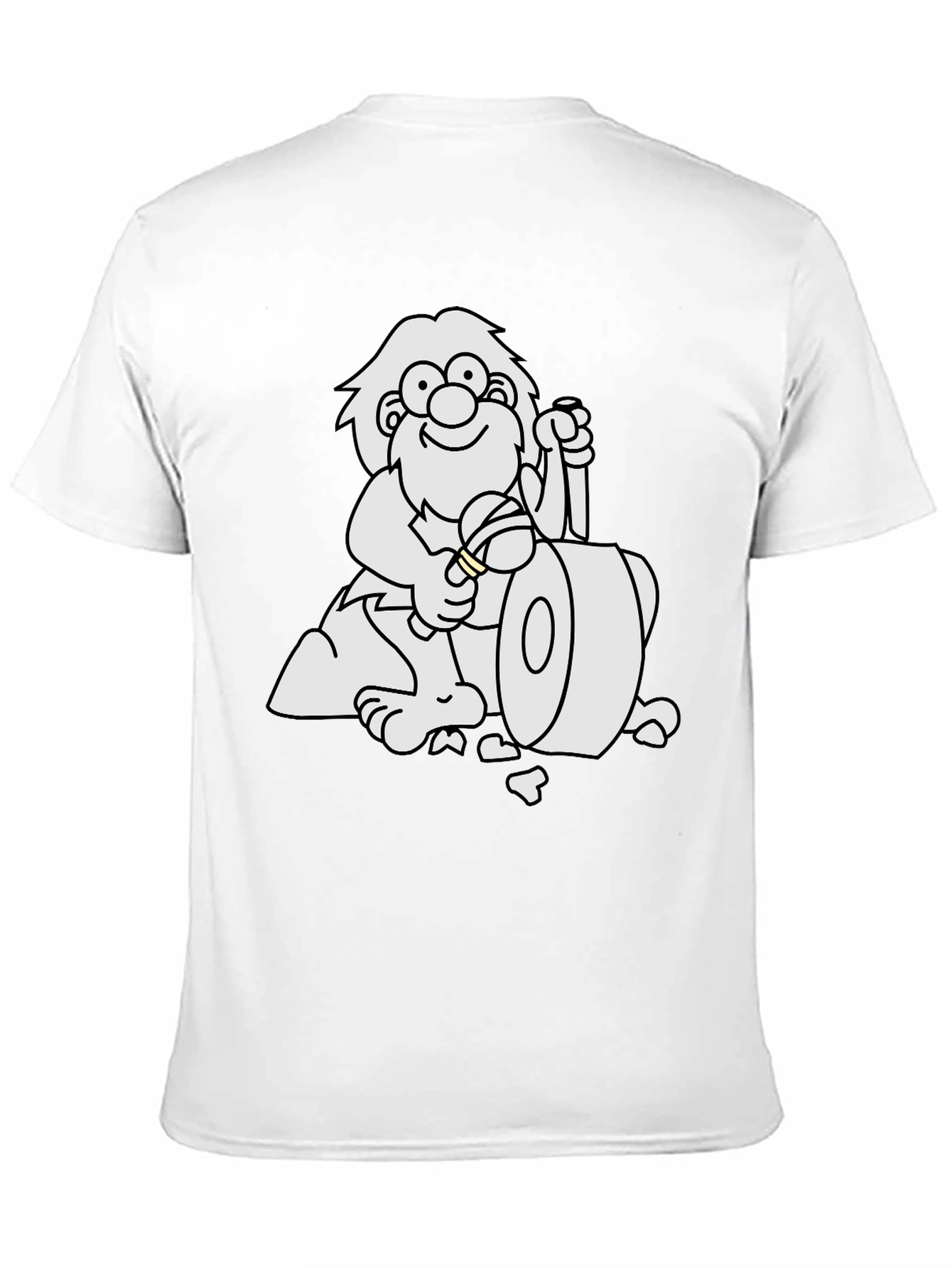 Black Cartoon Caveman Black T-Shirt view 11