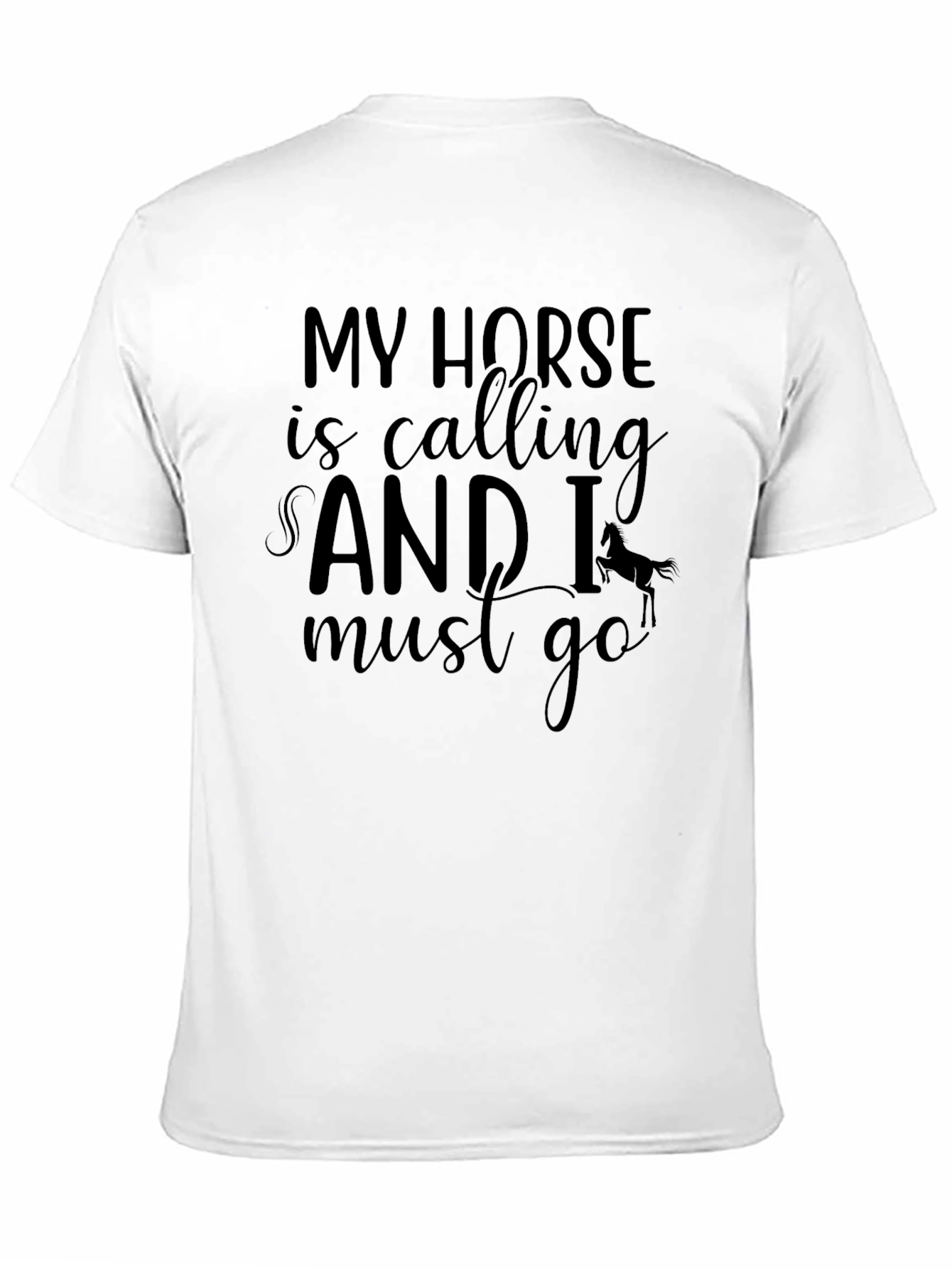Black Horse Lover's Tee: My Horse Is Calling T-Shirt view 11