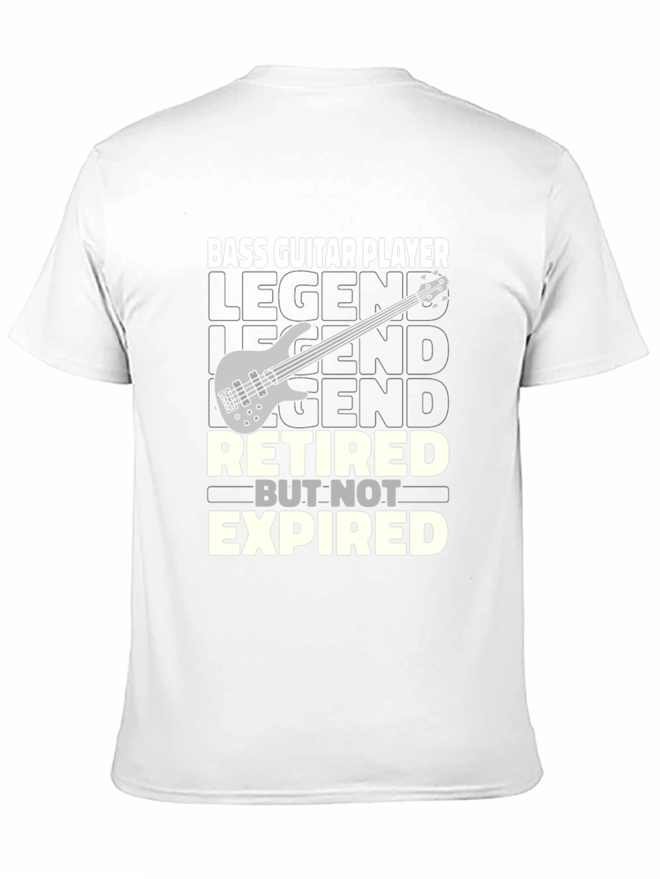 Black Retired Bass Guitar Player Graphic T-Shirt view 11
