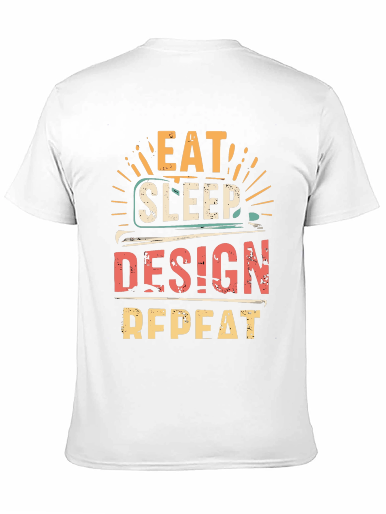 Black Eat Sleep Design Repeat T-Shirt view 11