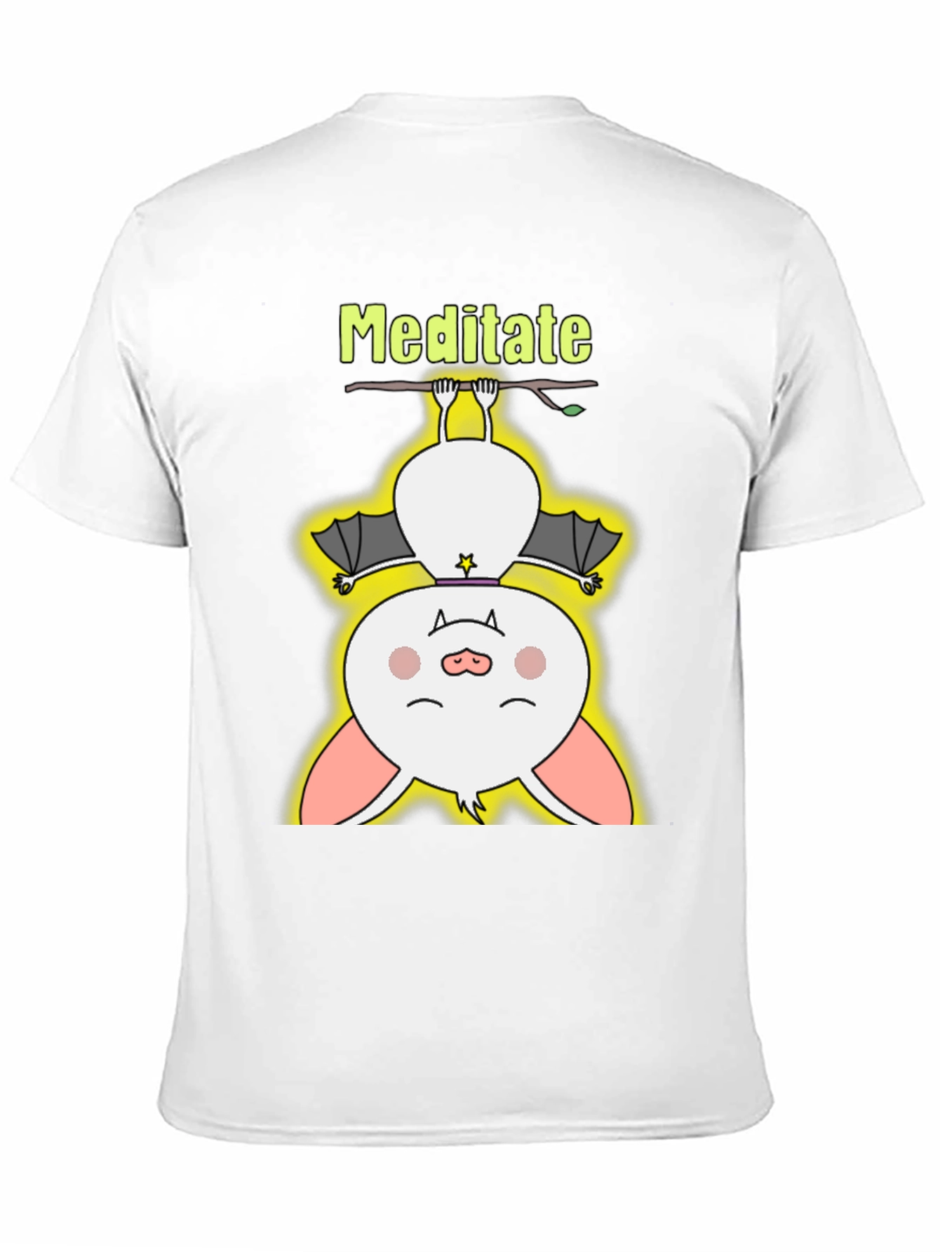 Black Meditate Bat Tee - Cute Yoga T-Shirt view 11