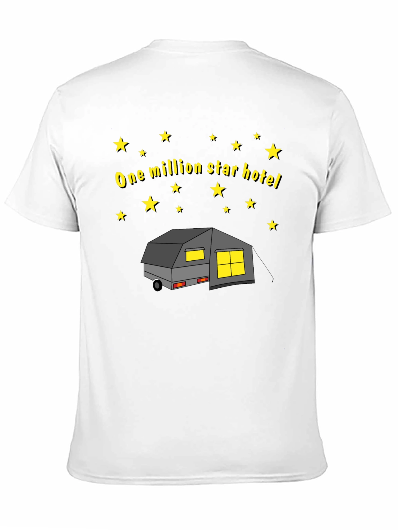 Black One Million Star Hotel Camping T-Shirt view 11