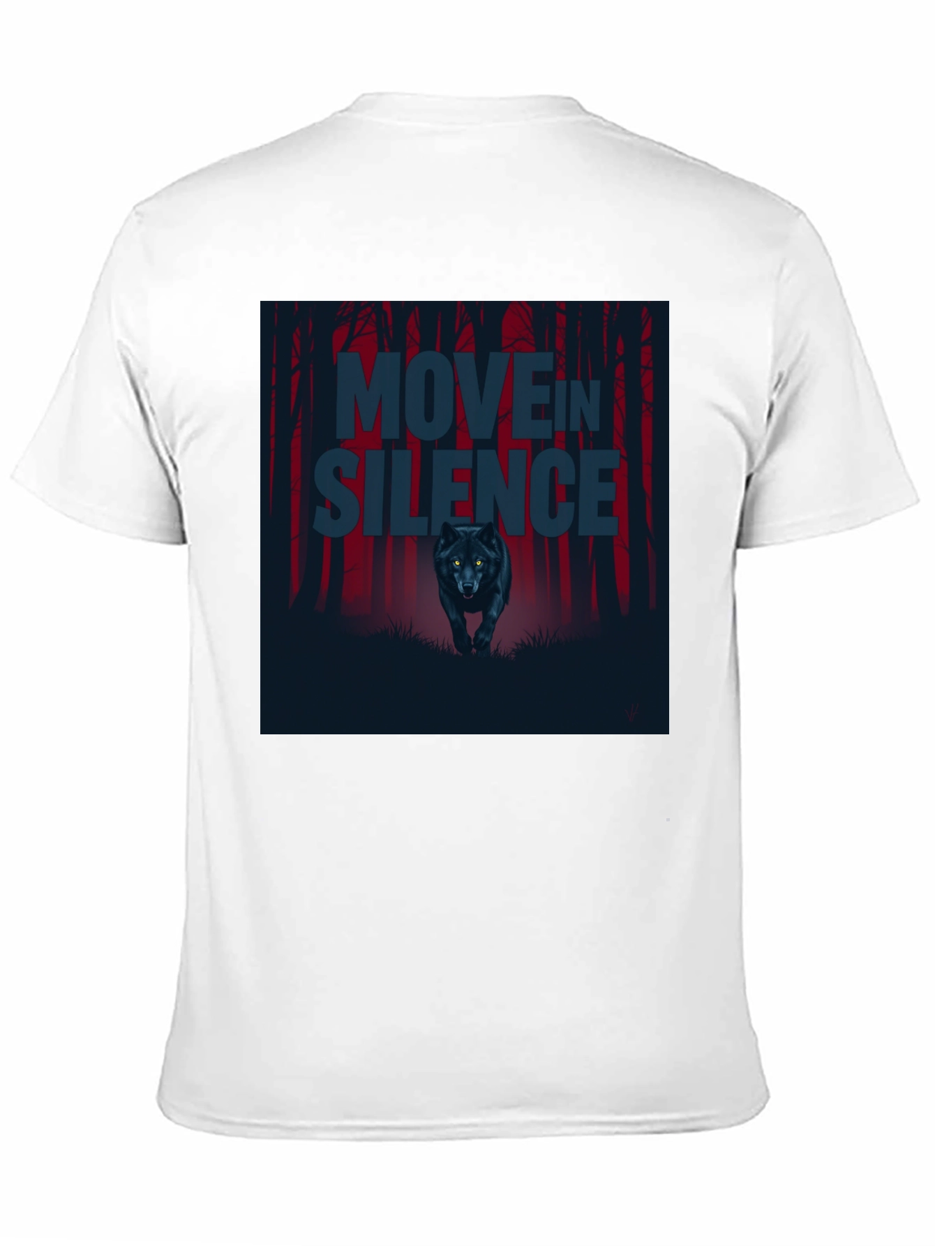 Black Move in Silence Wolf Graphic T-Shirt - Black view 11
