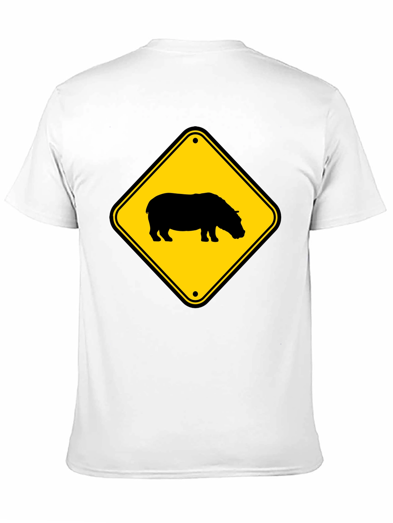 Black Hippo Crossing Sign Black T-Shirt view 11