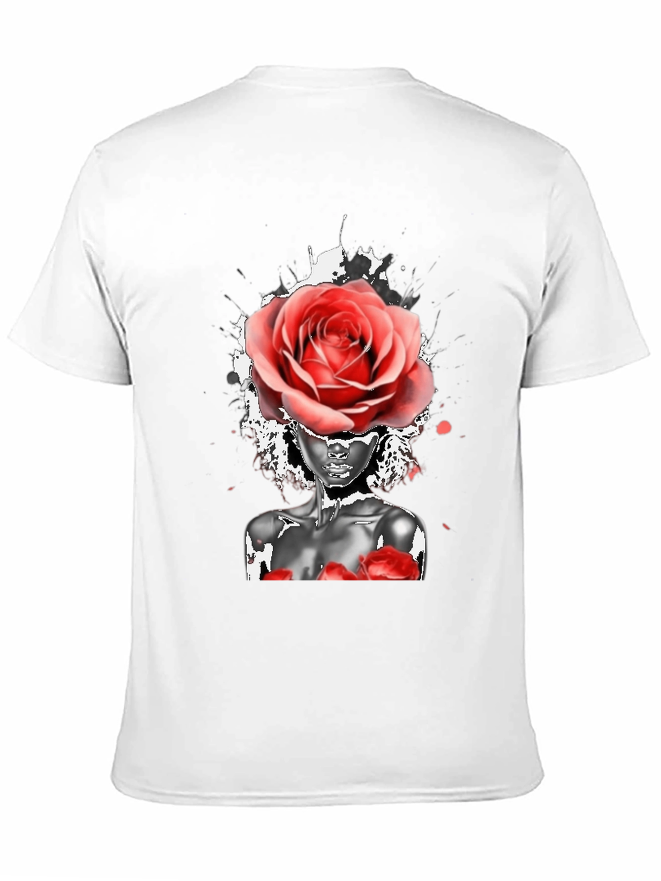 Black Rose Head Woman Graphic Black T-Shirt view 11