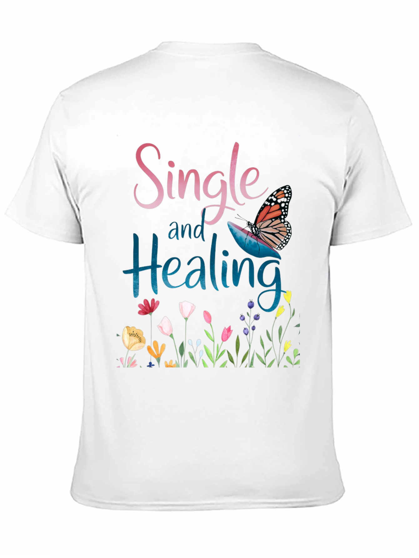 Black Single and Healing Graphic T-Shirt view 11