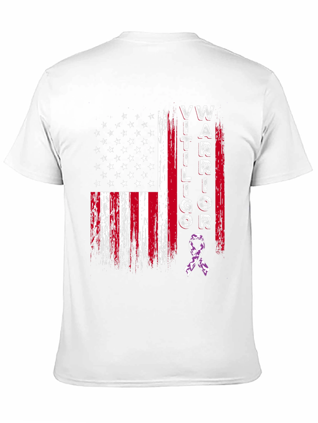 Black Vitiligo Warrior American Flag Graphic T-Shirt view 11
