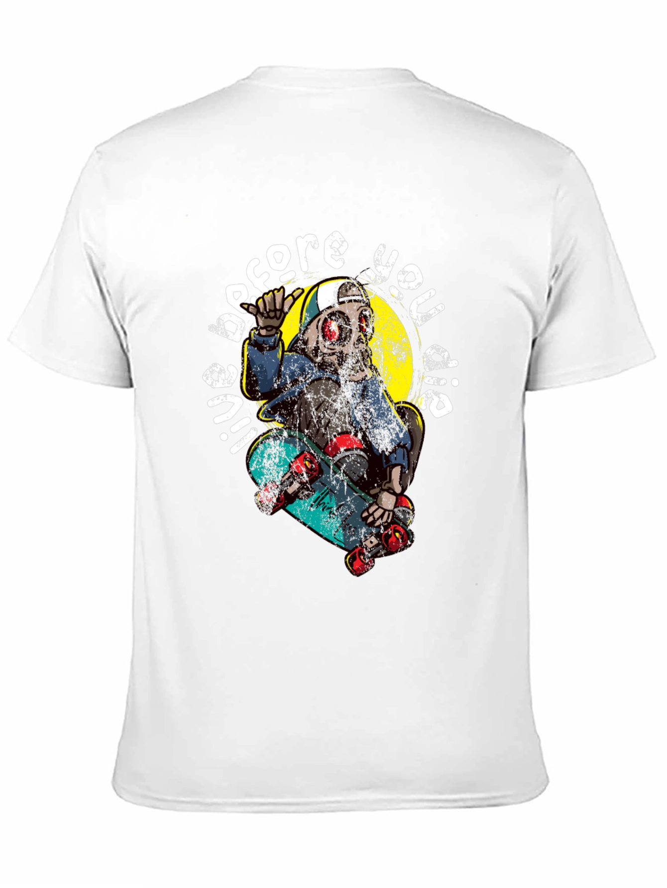 Black Skater Skeleton Graphic Tee - Live Before You Die! view 11