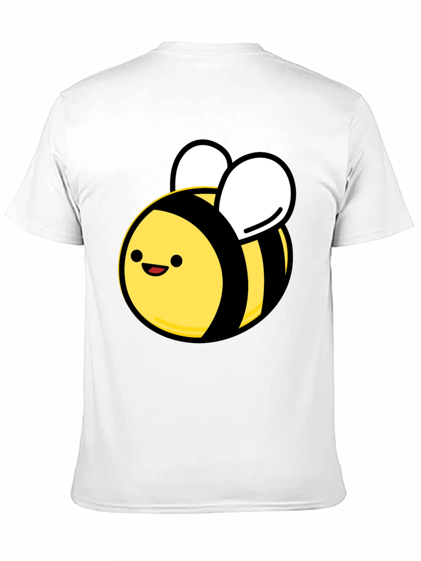 Black Cute Cartoon Bee Black T-Shirt - Unisex Crew Neck view 11