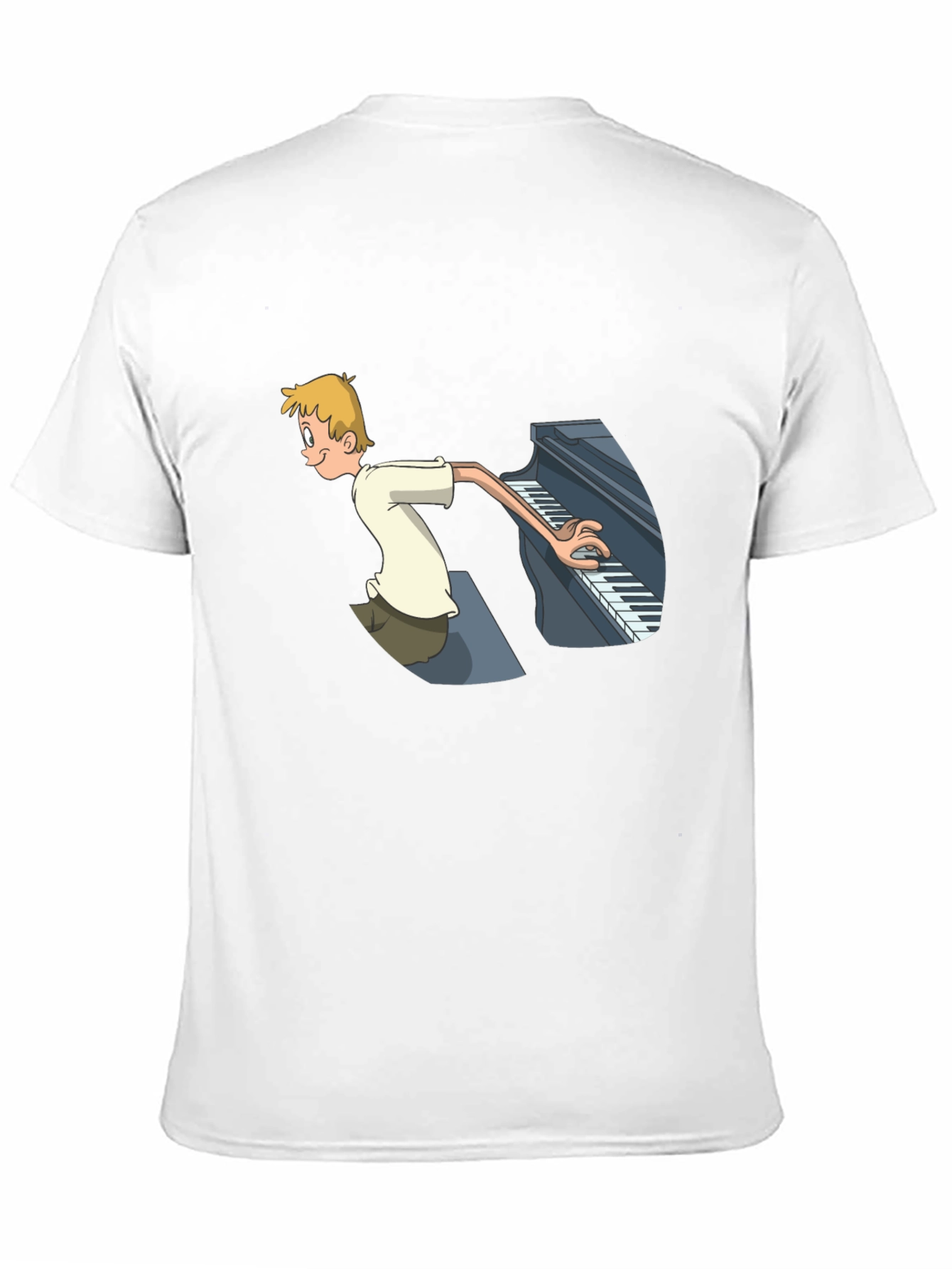 Black Piano Player Cartoon Graphic T-Shirt - Unique Design view 11