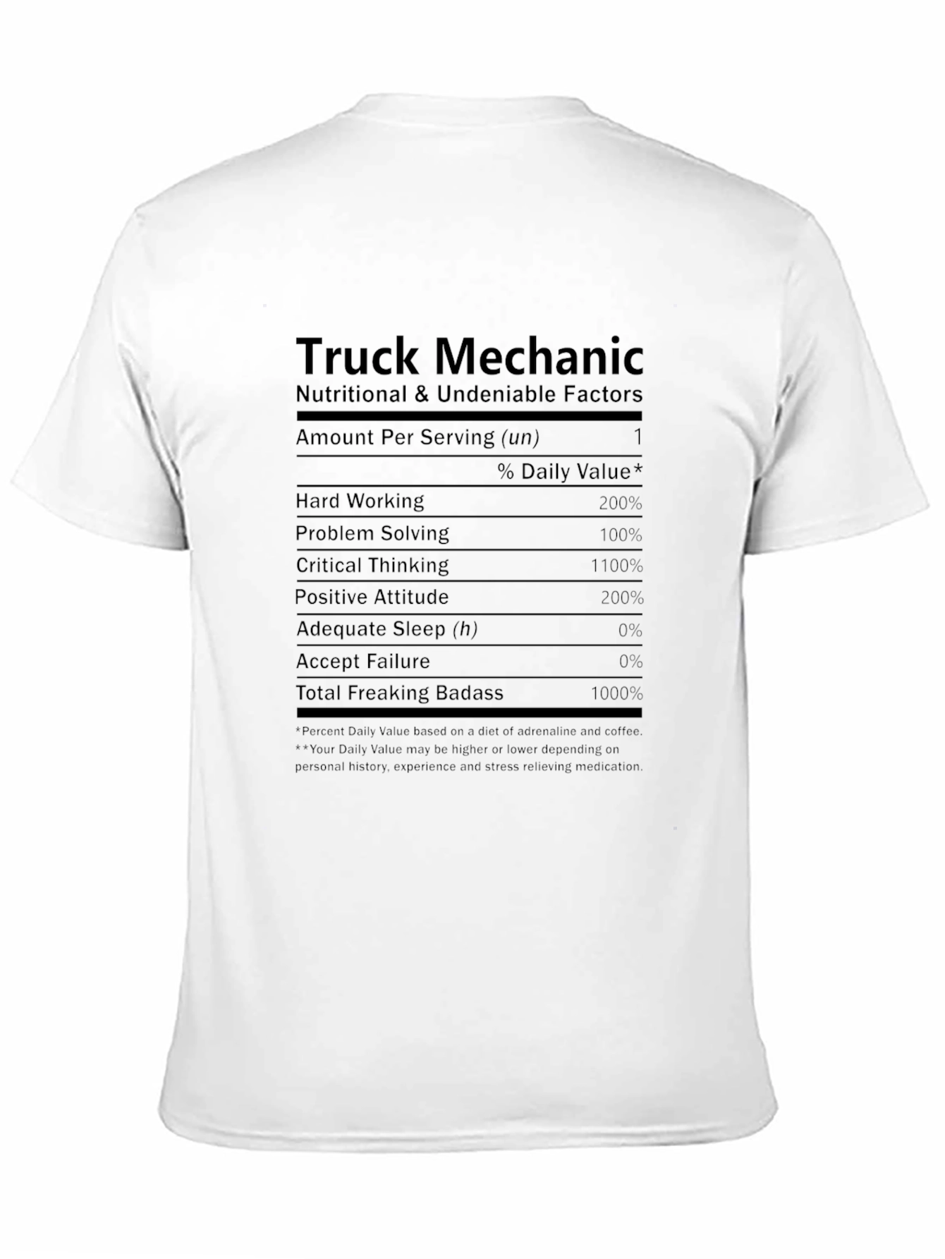 Black Truck Mechanic Nutritional Facts T-Shirt view 11