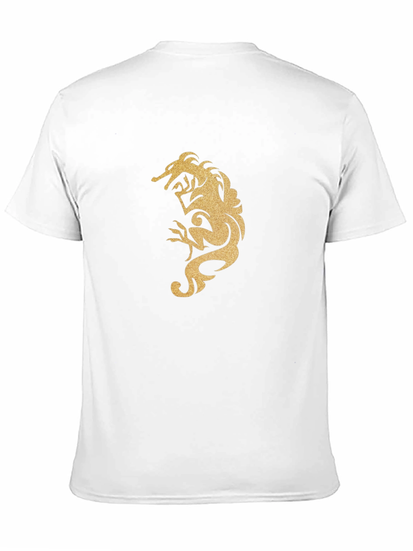 Black Men's Black T-Shirt with Gold Dragon Design view 11