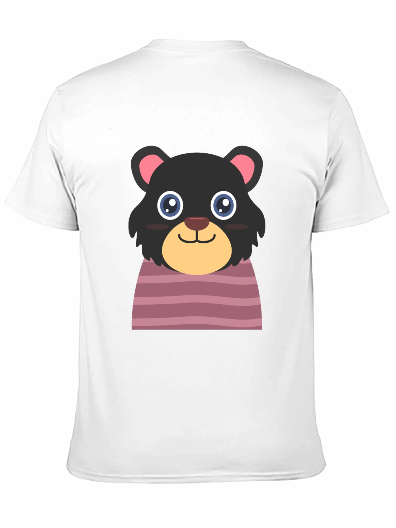 Black Cute Cartoon Bear Black T-Shirt view 11