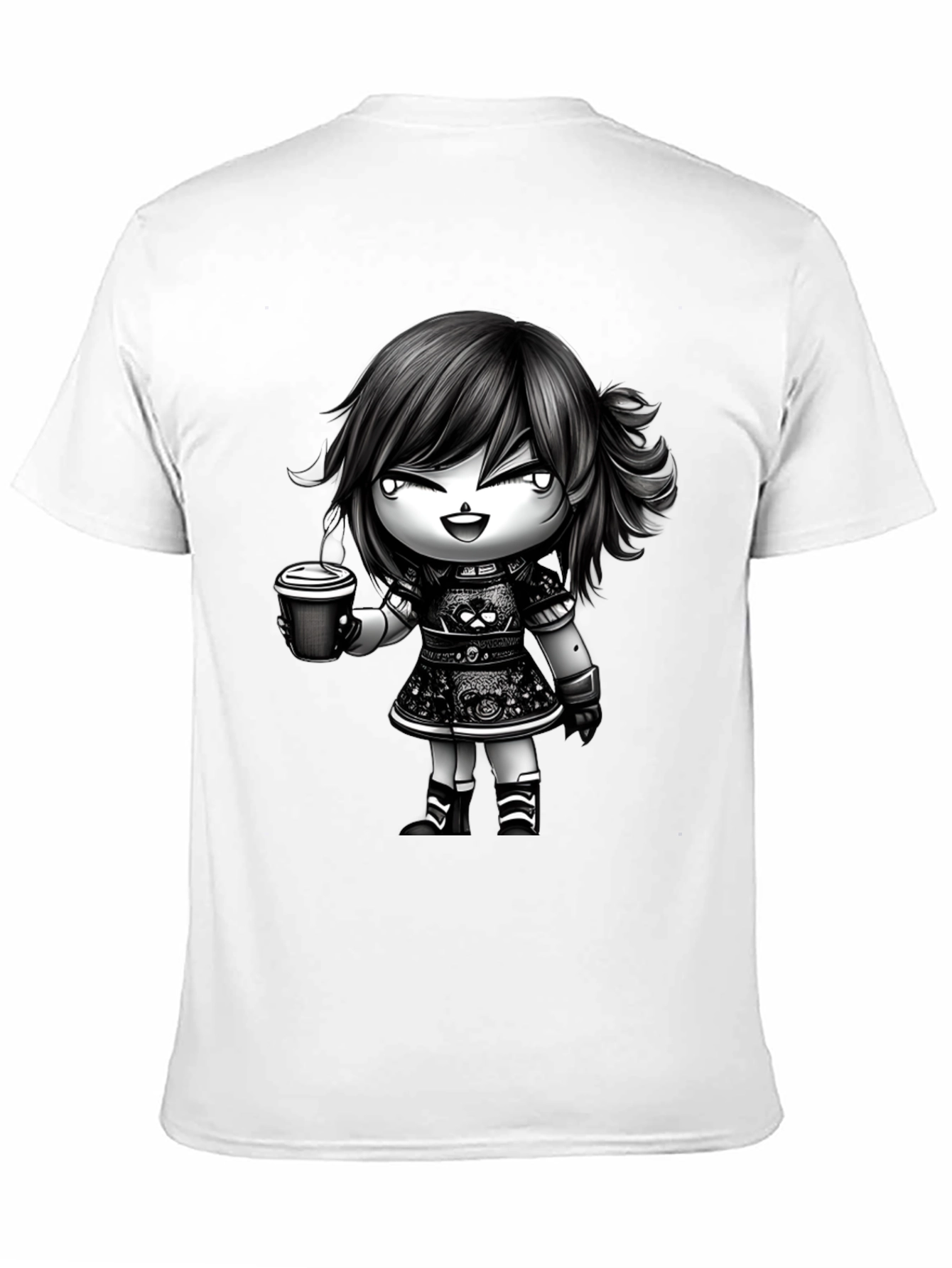 Black Anime Girl Coffee T-Shirt - Stylish Graphic Tee view 11