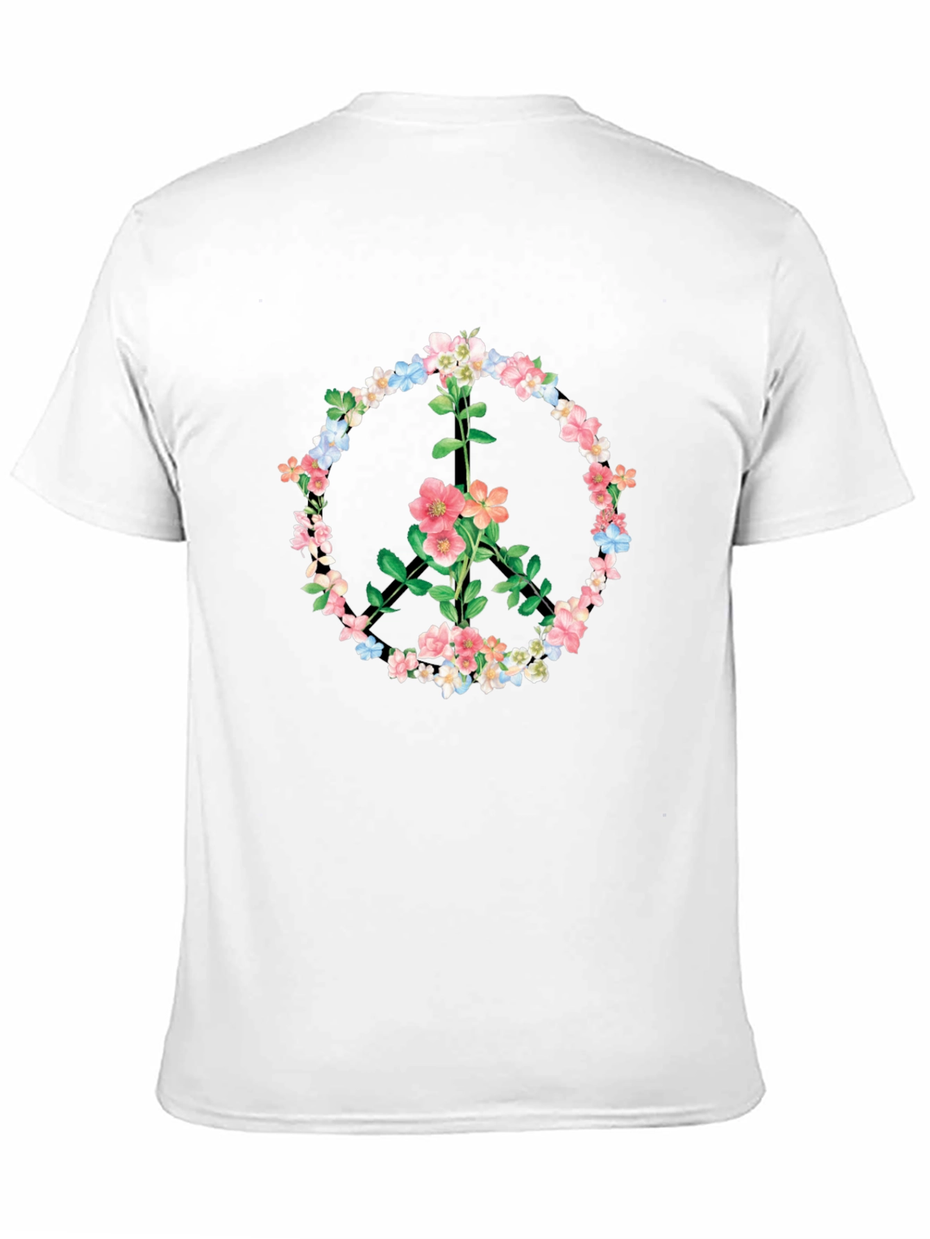 Black Floral Peace Sign Graphic T-Shirt - Black view 11