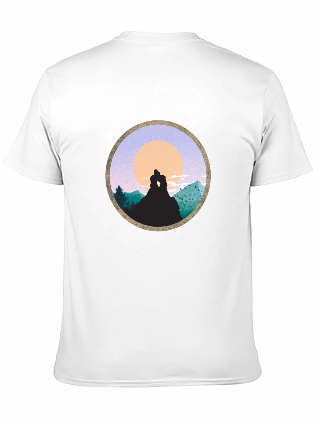 Black Romantic Sunset Mountain T-Shirt view 11