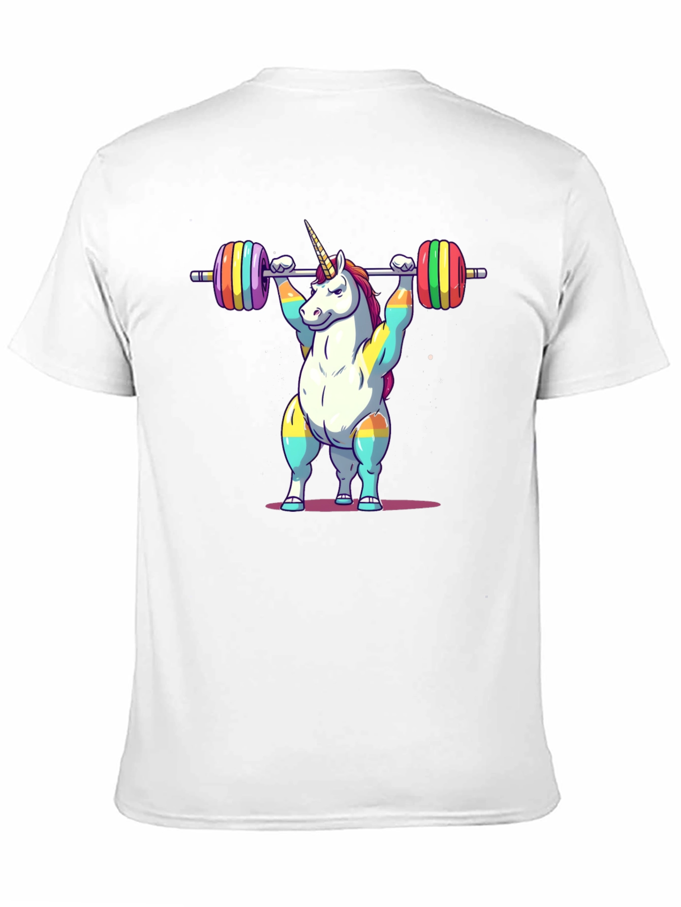 Black Unicorn Weightlifter T-Shirt - Rainbow Barbell Design view 11