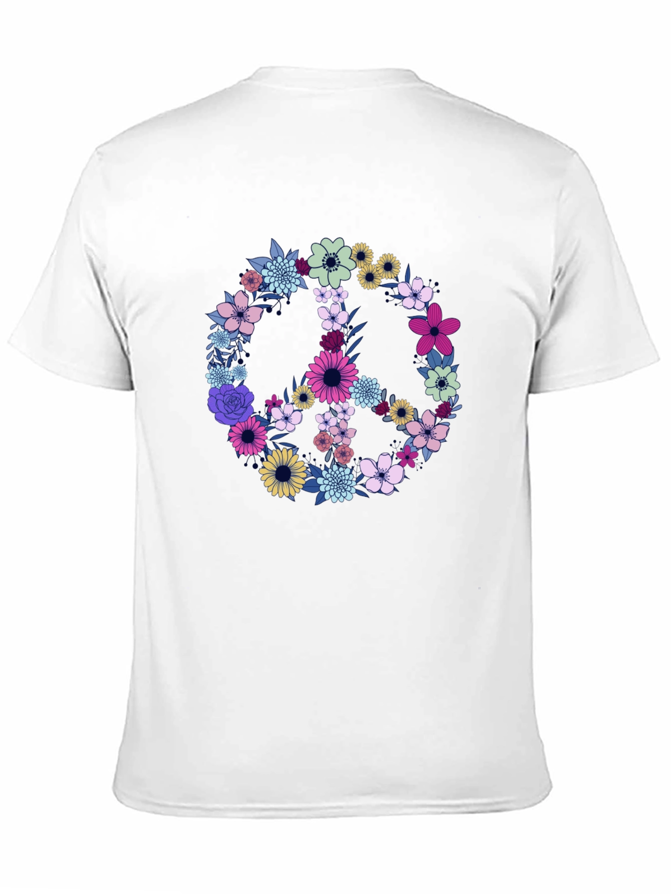 Black Floral Peace Sign Graphic T-Shirt view 11