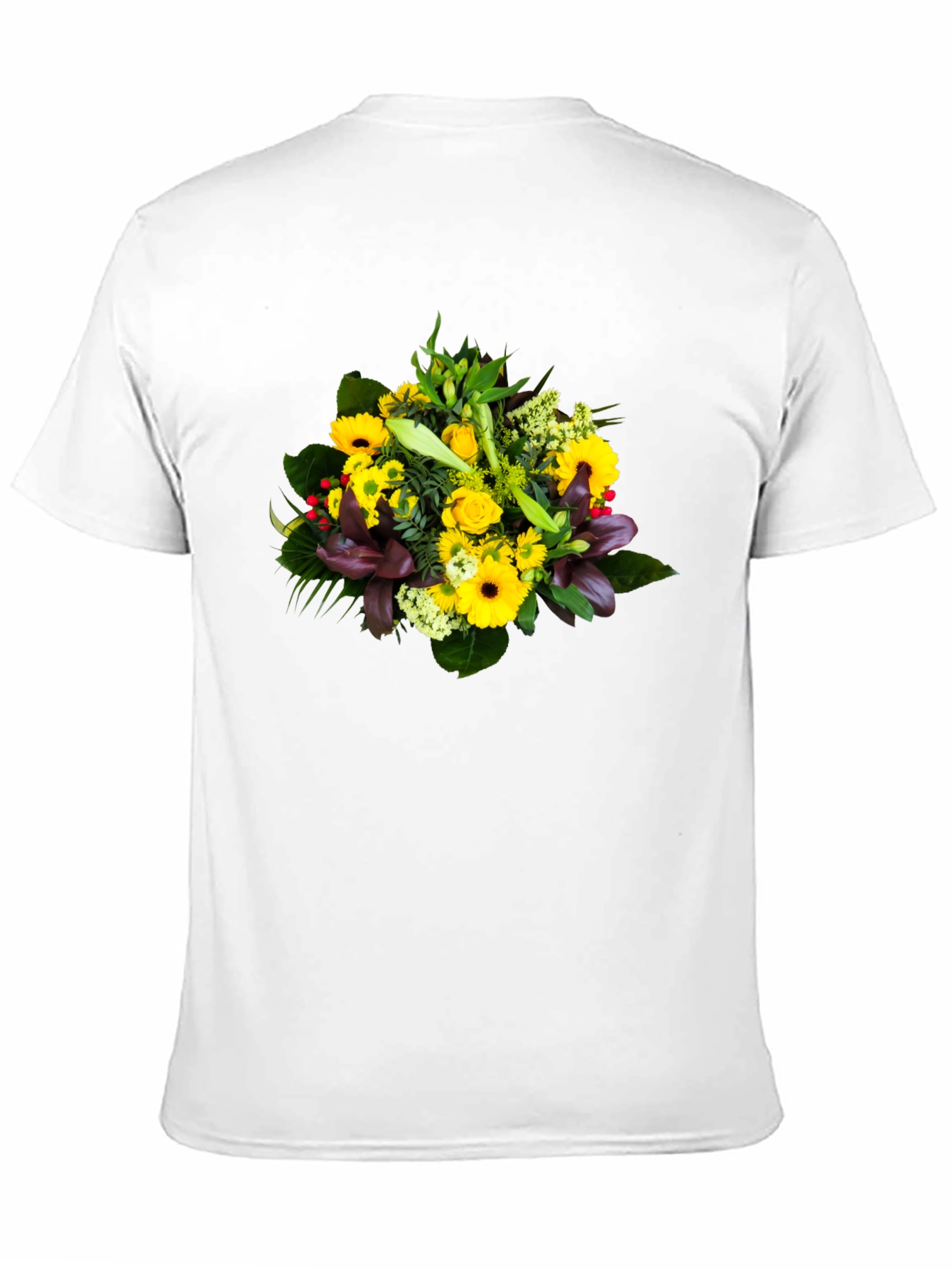 Black Floral Bouquet Graphic Tee - Unisex Black T-Shirt view 11