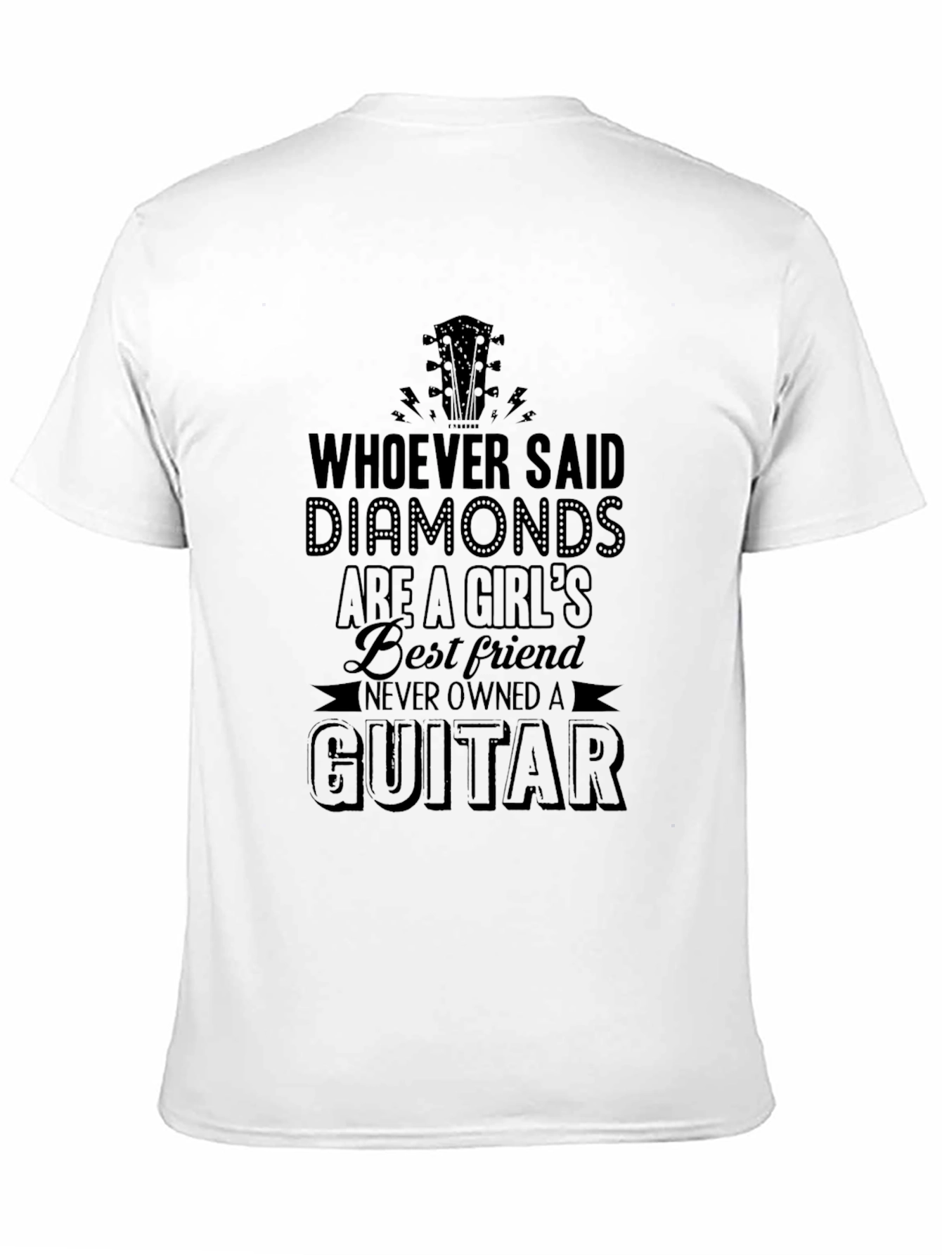 Black Guitar Lover T-Shirt - Diamonds vs. Guitars view 11