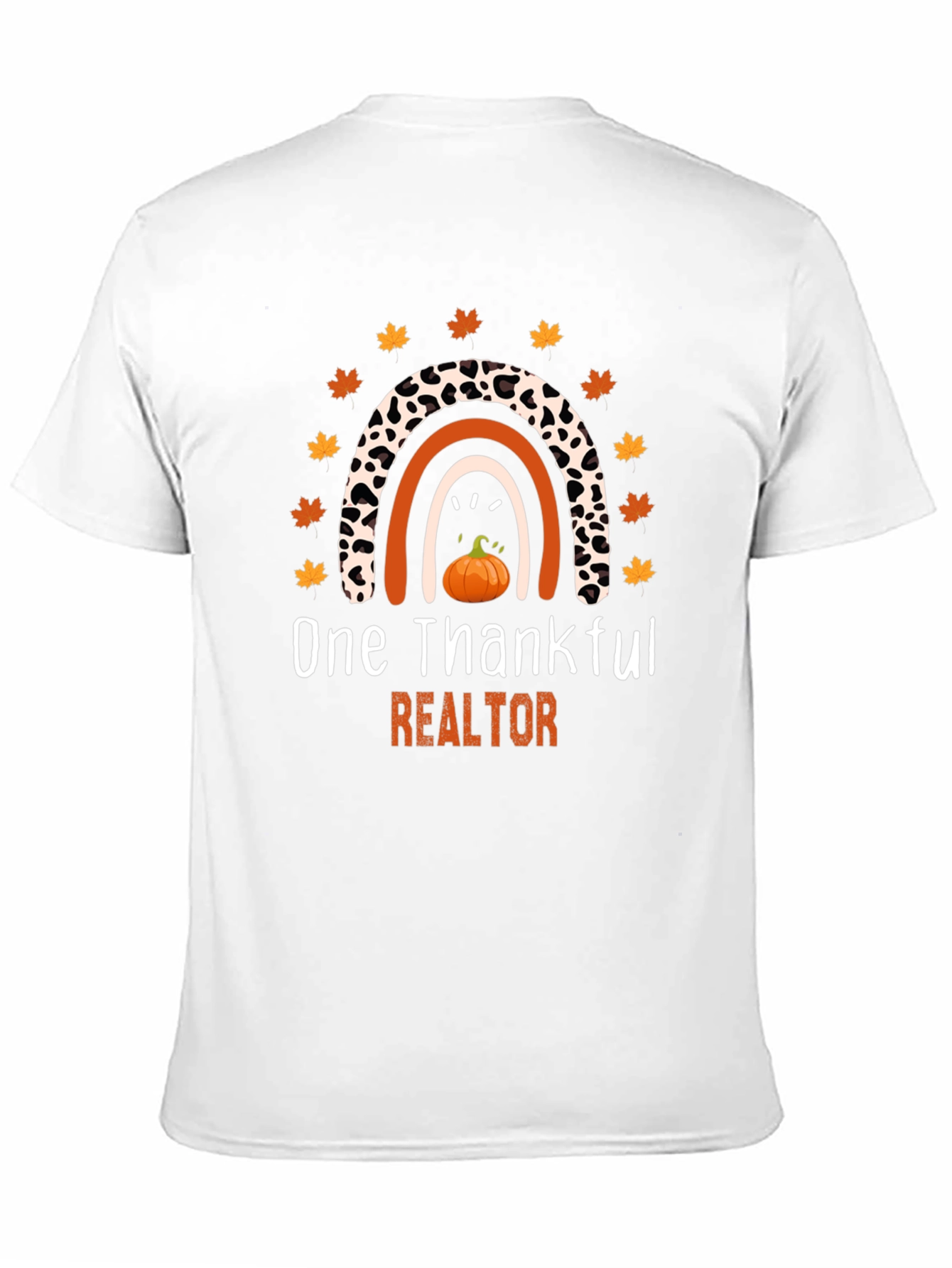 Black Thankful Realtor T-Shirt - Fall Rainbow Pumpkin Tee view 11