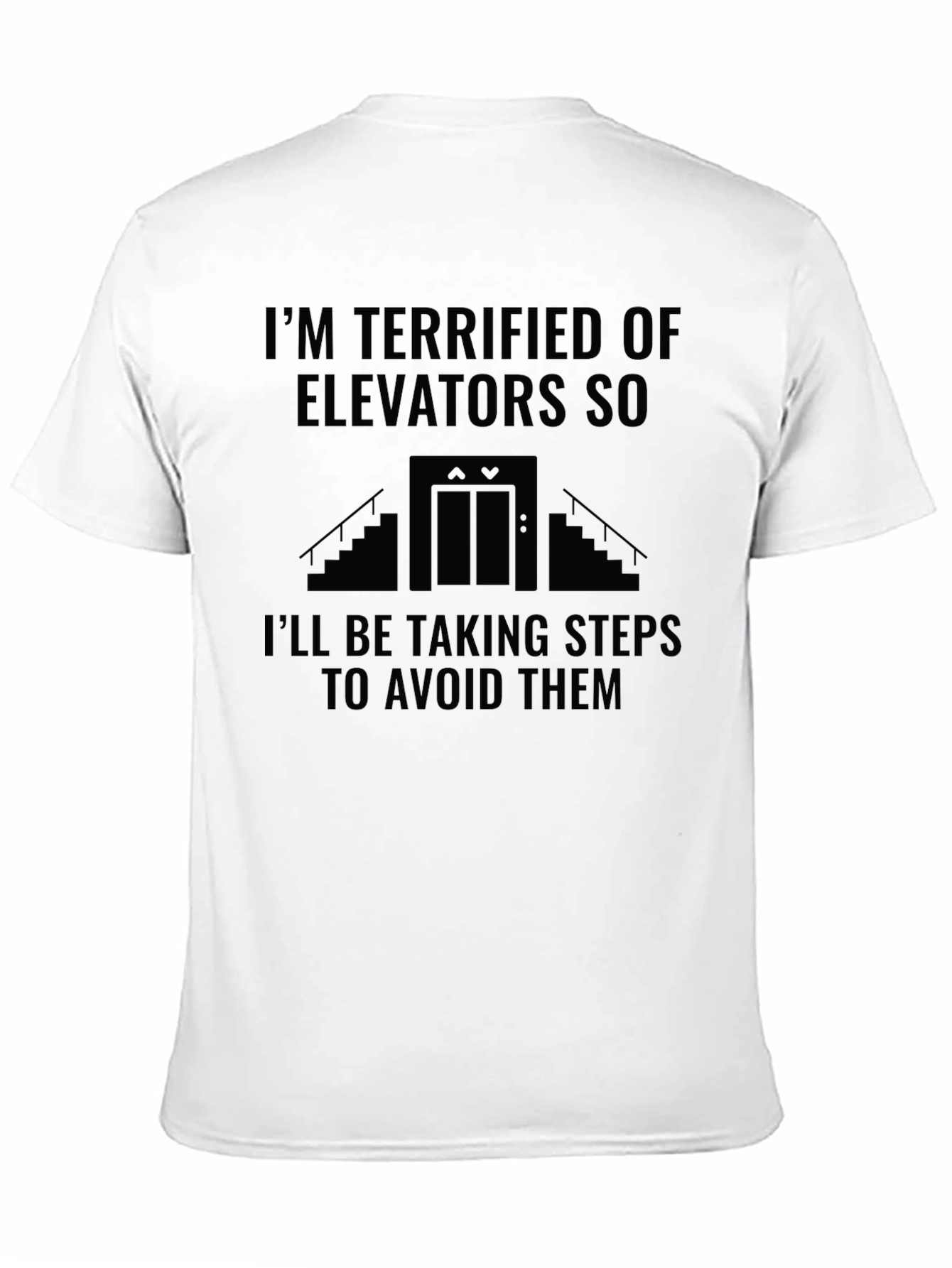 Black Terrified of Elevators Humor T-Shirt view 11