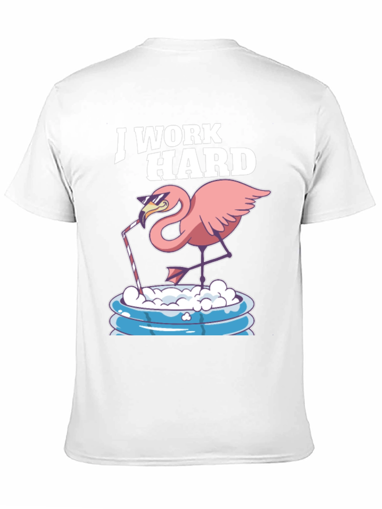 Black I Work Hard Flamingo T-Shirt - Relaxed Poolside Style view 11