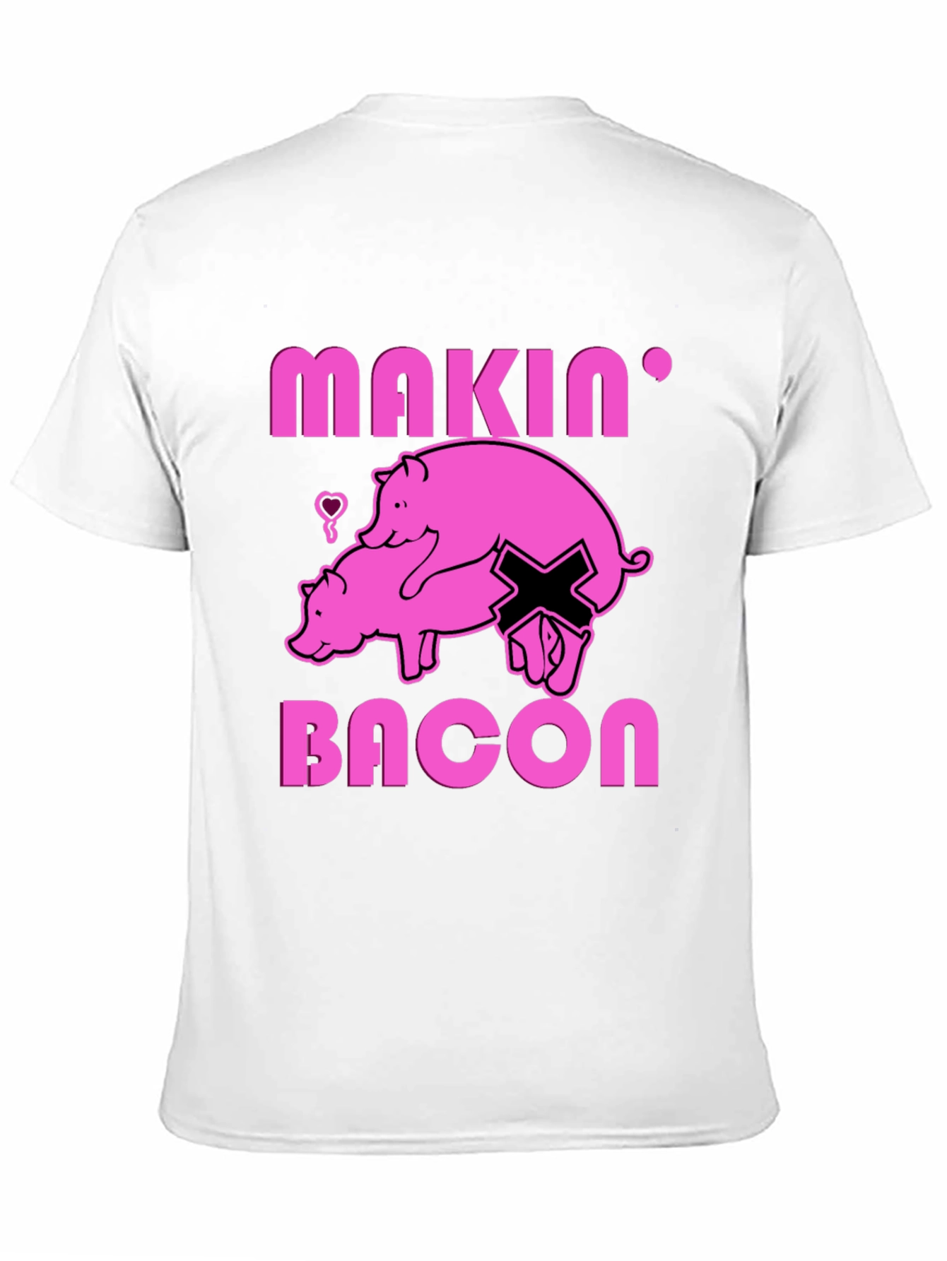 Black Makin' Bacon Graphic T-Shirt - Funny Pig Design view 11