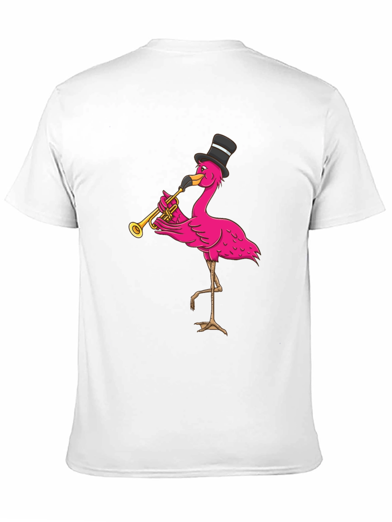 Black Flamingo Trumpet Player T-Shirt - Novelty Graphic Tee view 11