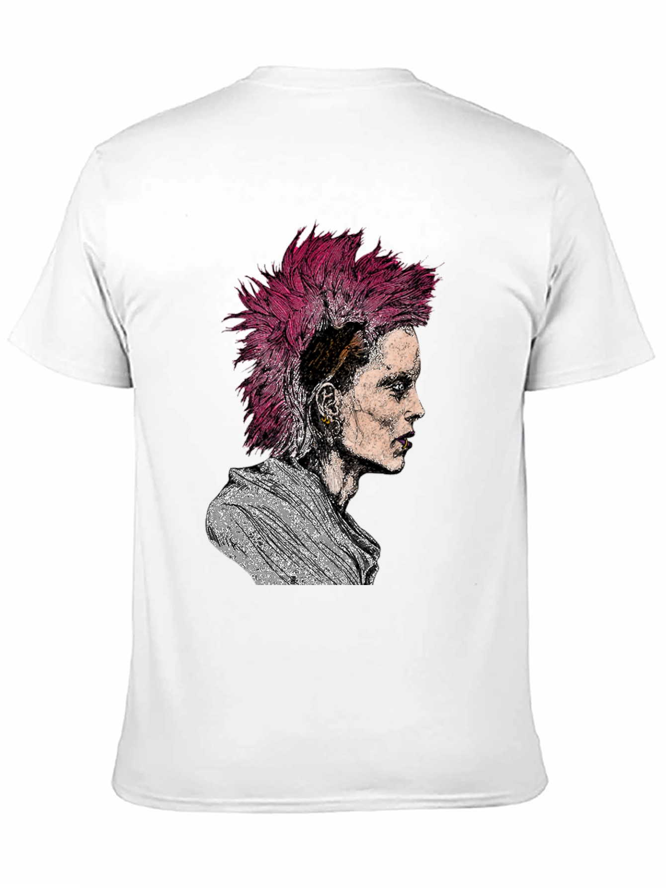 Black Punk Rock Portrait Graphic Tee - Black view 11