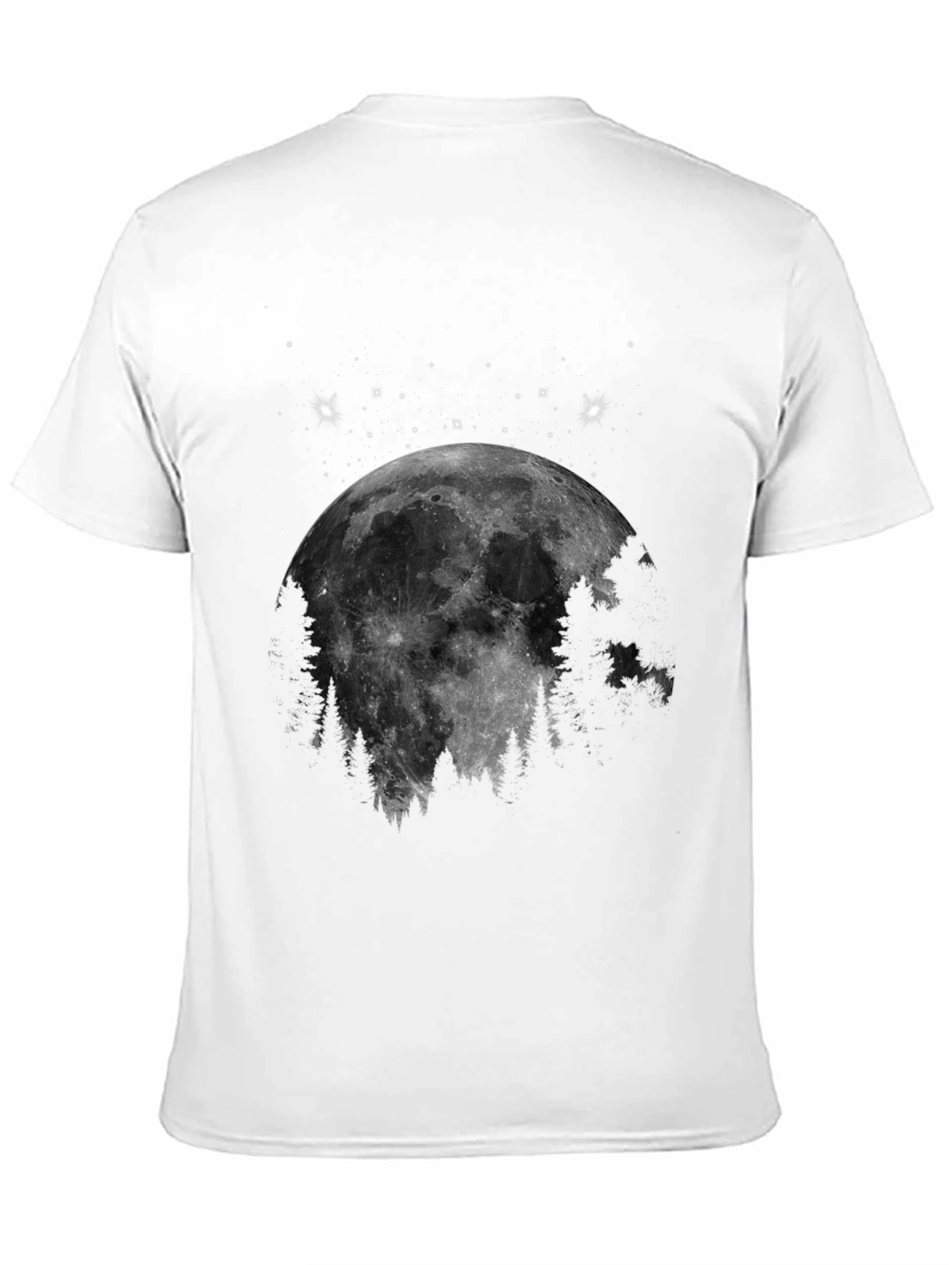 Black Moonlit Forest Graphic Tee - Black Cotton Blend view 11